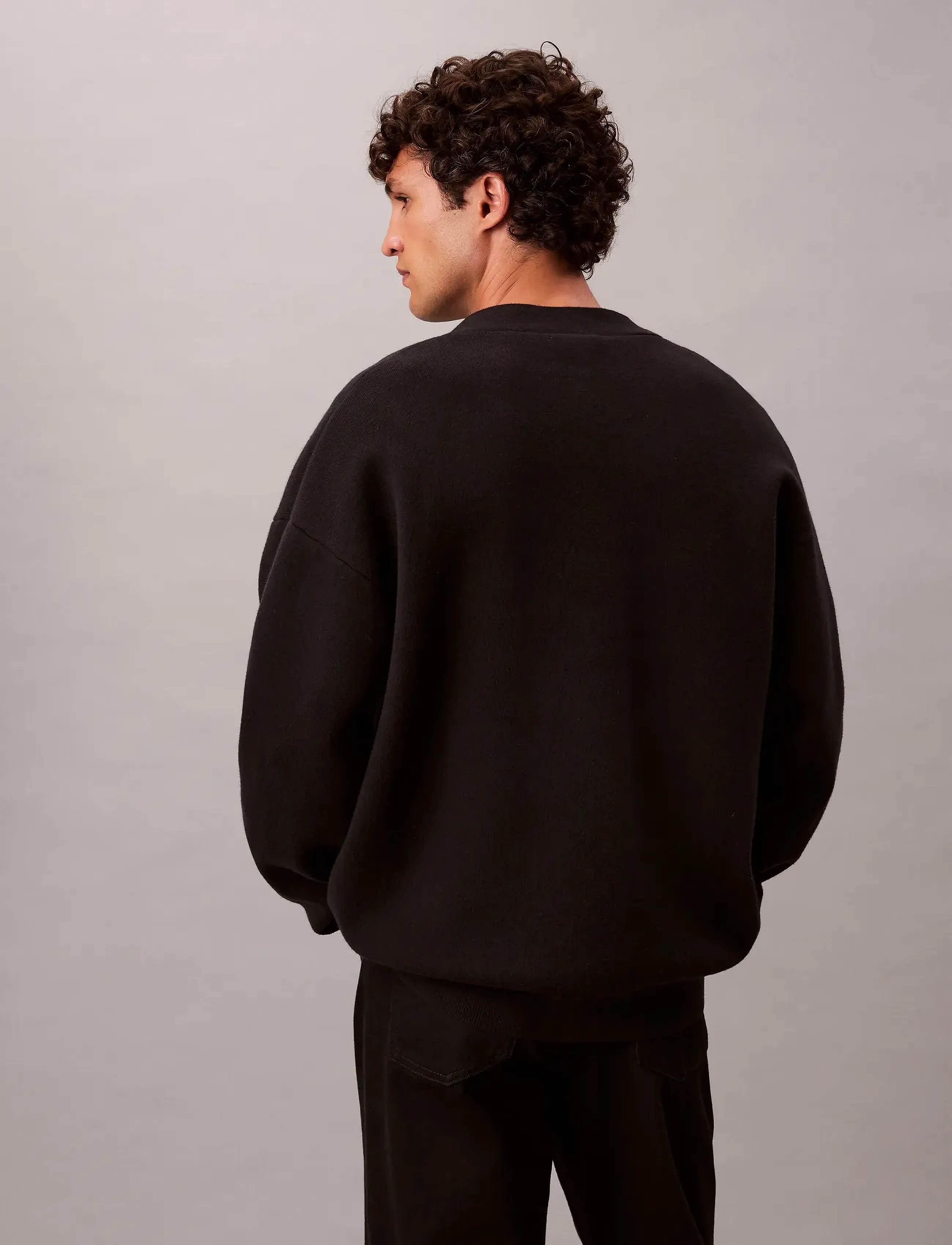 Calvin Klein Jeans - LS CTTN CASHMERE 3D LOGO CARDIGA - cardigans - black - 3