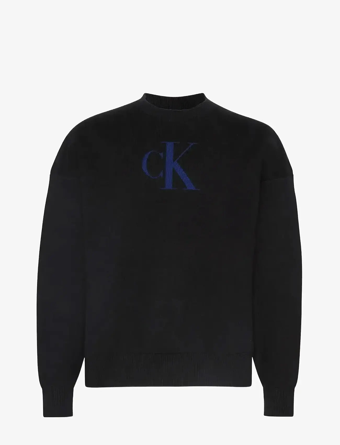 Calvin Klein Jeans - LS CTTN CASHMERE 3D LOGO CRWNK S - dressipluusid - black - 1