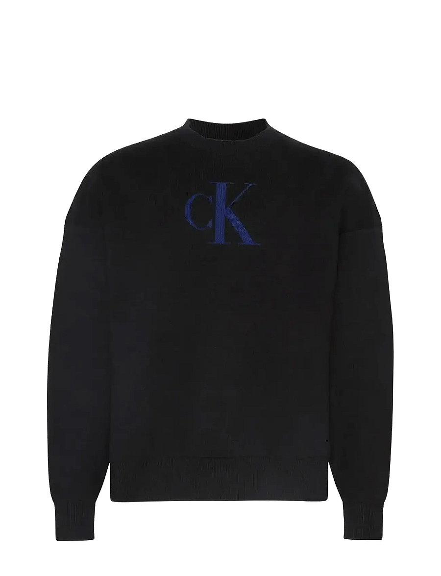 Calvin Klein Jeans - LS CTTN CASHMERE 3D LOGO CRWNK S - sweatshirts - black - 1