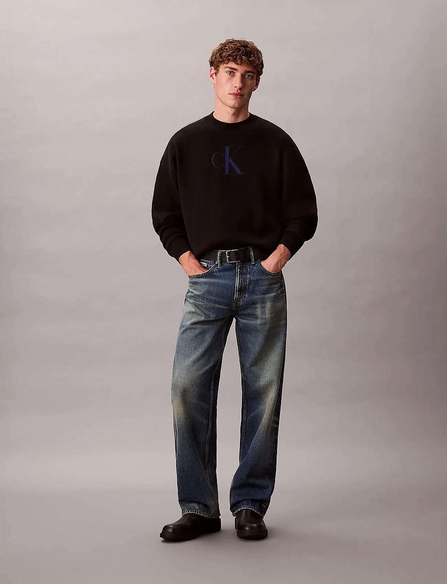 Calvin Klein Jeans - LS CTTN CASHMERE 3D LOGO CRWNK S - sweatshirts - black - 0