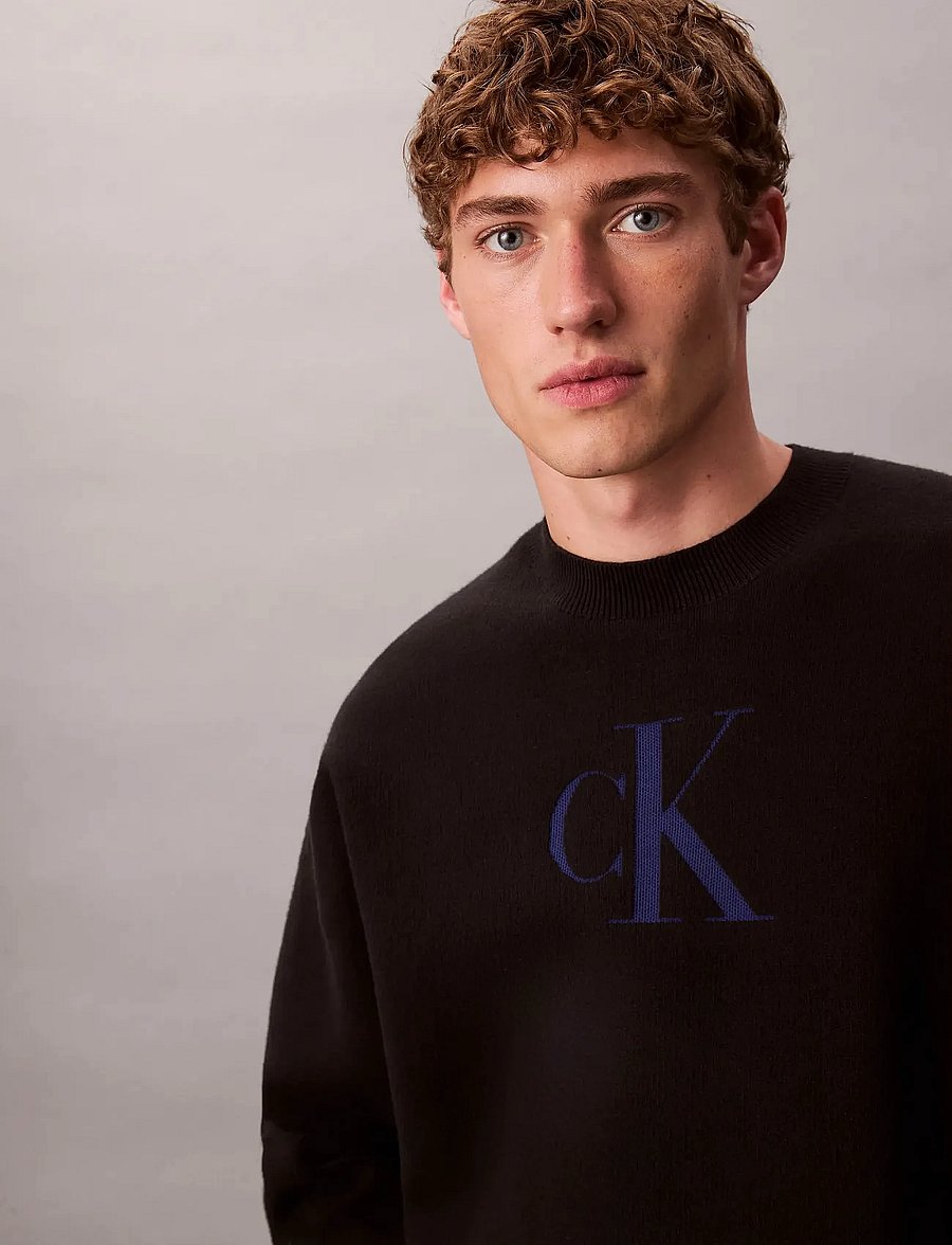 Calvin Klein Jeans - LS CTTN CASHMERE 3D LOGO CRWNK S - sweatshirts - black - 2