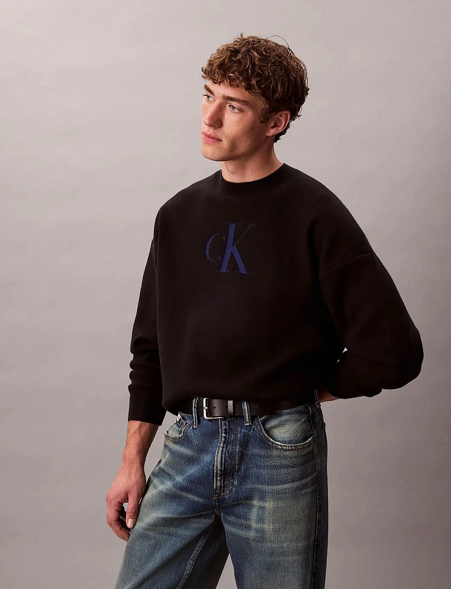 Calvin Klein Jeans - LS CTTN CASHMERE 3D LOGO CRWNK S - sweatshirts - black - 3