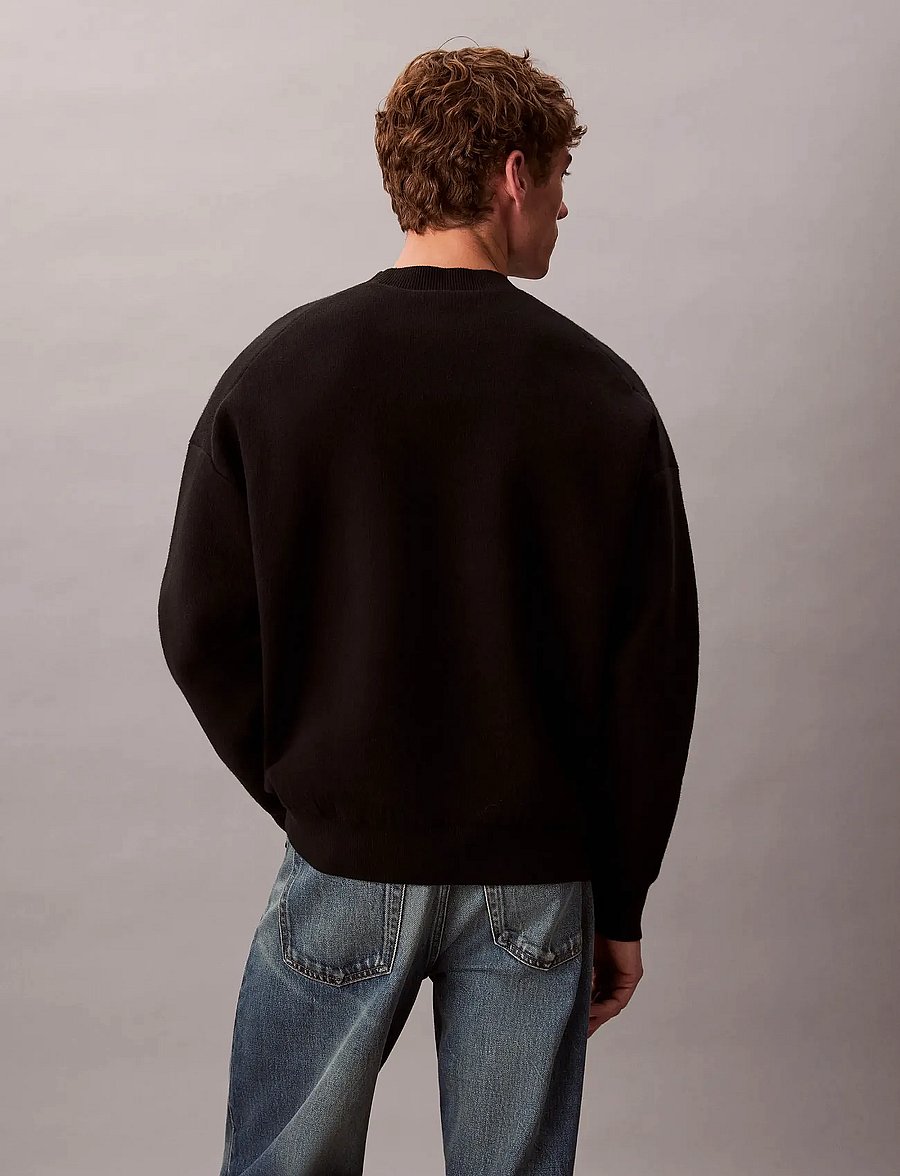 Calvin Klein Jeans - LS CTTN CASHMERE 3D LOGO CRWNK S - sweatshirts - black - 4