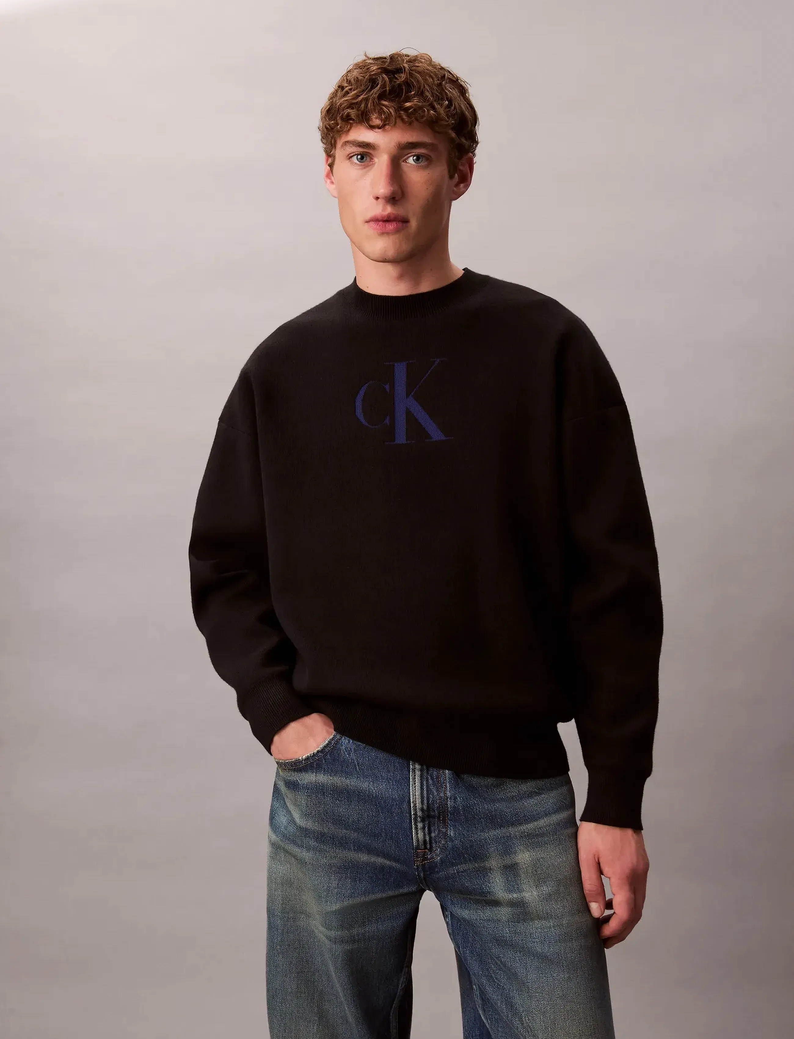 Calvin Klein Jeans - LS CTTN CASHMERE 3D LOGO CRWNK S - nach stil kaufen - black - 5