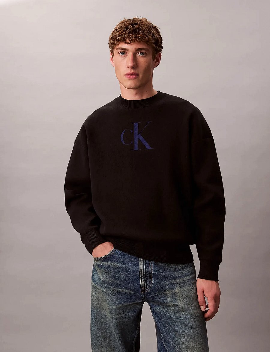Calvin Klein Jeans - LS CTTN CASHMERE 3D LOGO CRWNK S - sweatshirts - black - 5
