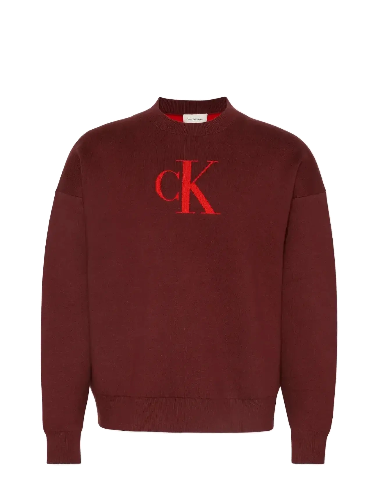 Calvin Klein Jeans LS CTTN CASHMERE 3D LOGO CRWNK S - Sweatshirts & hættetrøjer - CHERRY MAHOGANY / red