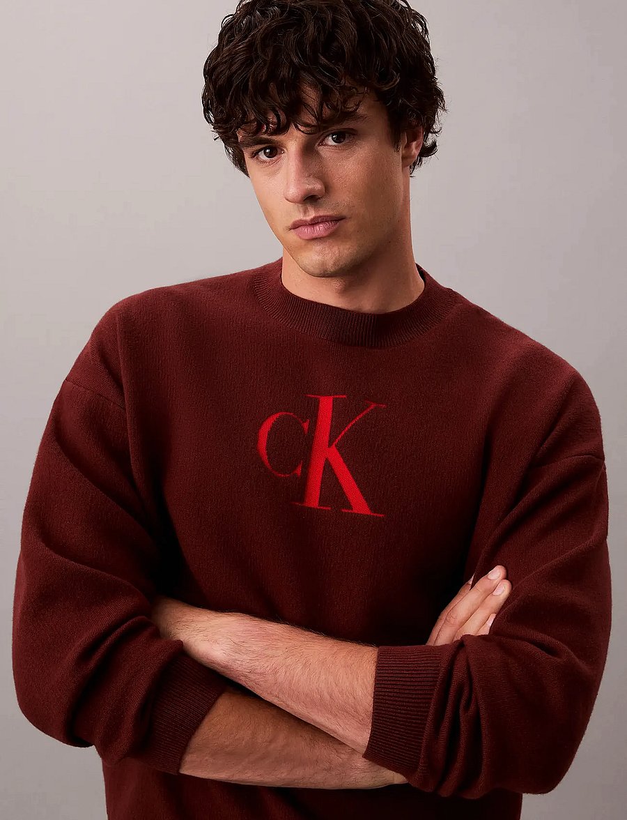 Calvin Klein Jeans - LS CTTN CASHMERE 3D LOGO CRWNK S - sweatshirts - cherry mahogany - 2