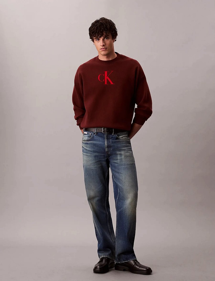 Calvin Klein Jeans - LS CTTN CASHMERE 3D LOGO CRWNK S - sweatshirts - cherry mahogany - 3