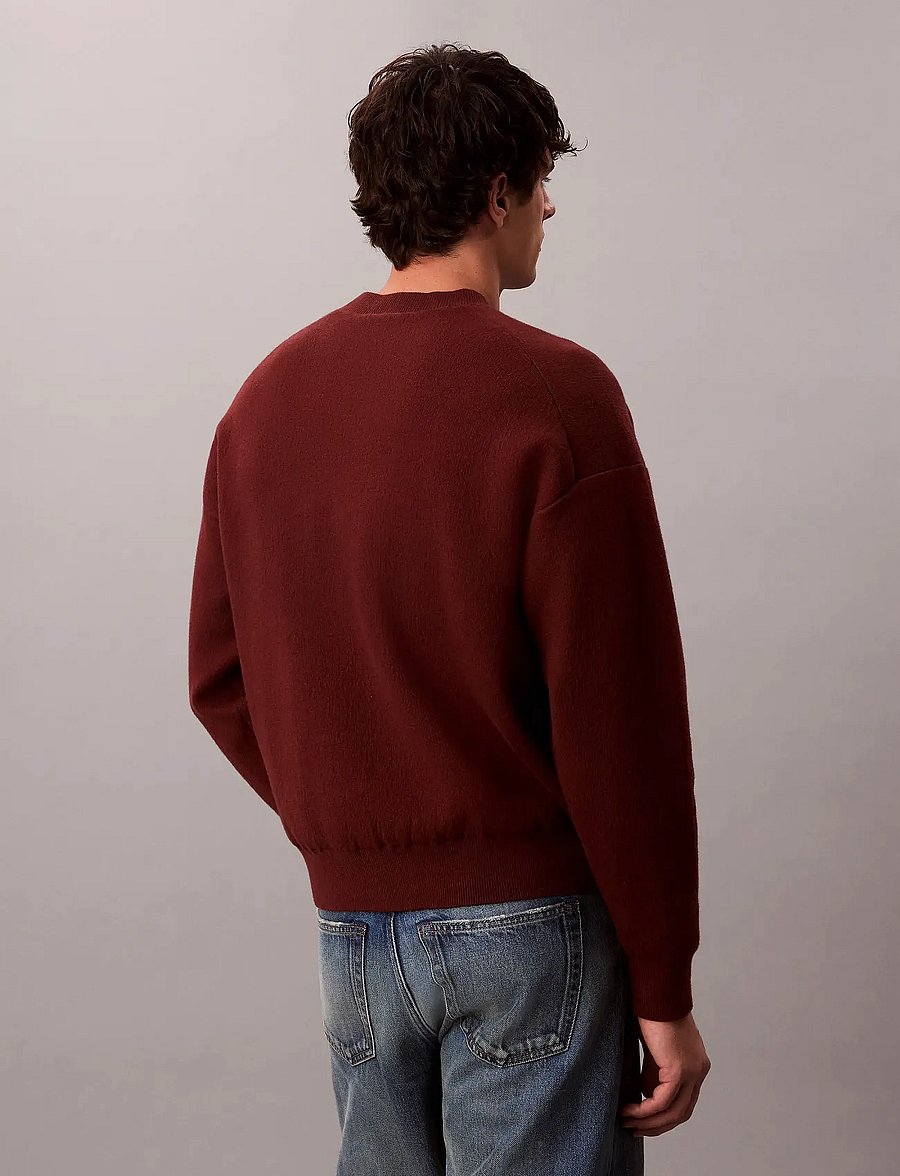 Calvin Klein Jeans - LS CTTN CASHMERE 3D LOGO CRWNK S - sweatshirts - cherry mahogany - 4
