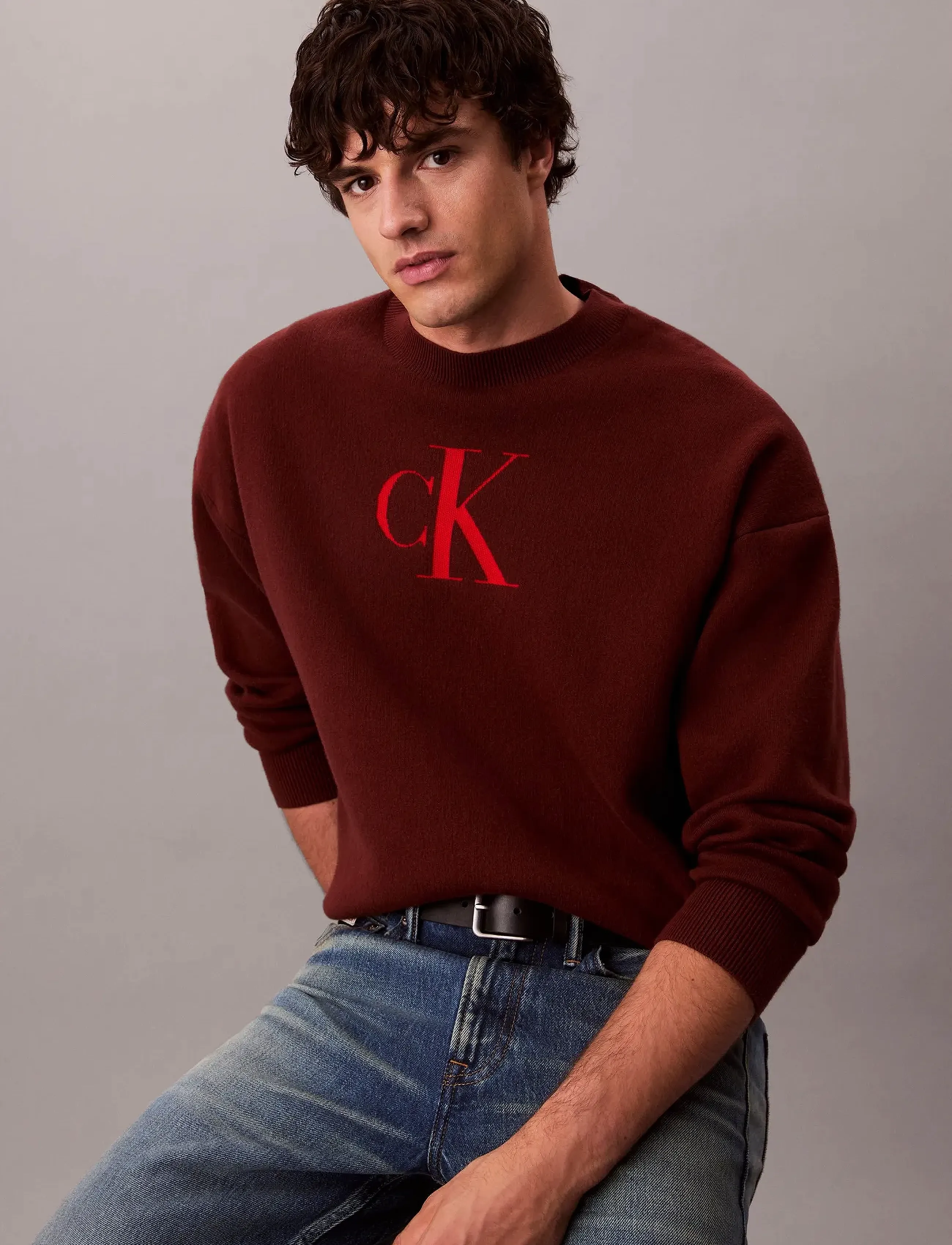 Calvin Klein Jeans - LS CTTN CASHMERE 3D LOGO CRWNK S - shop efter stil - cherry mahogany - 5