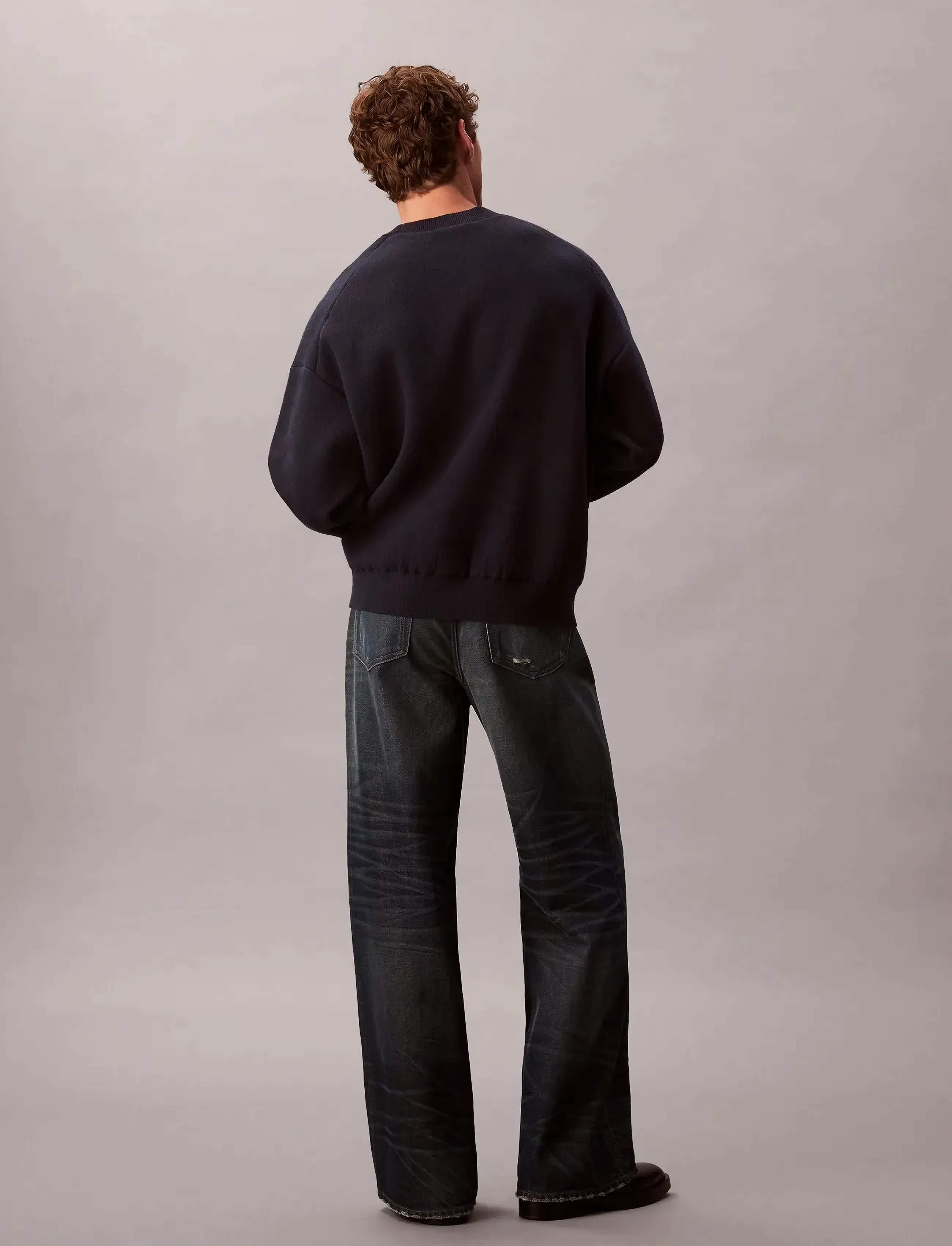 Calvin Klein Jeans - LS CTTN CASHMERE 3D LOGO CRWNK S - sweats - dark sapphire - 3