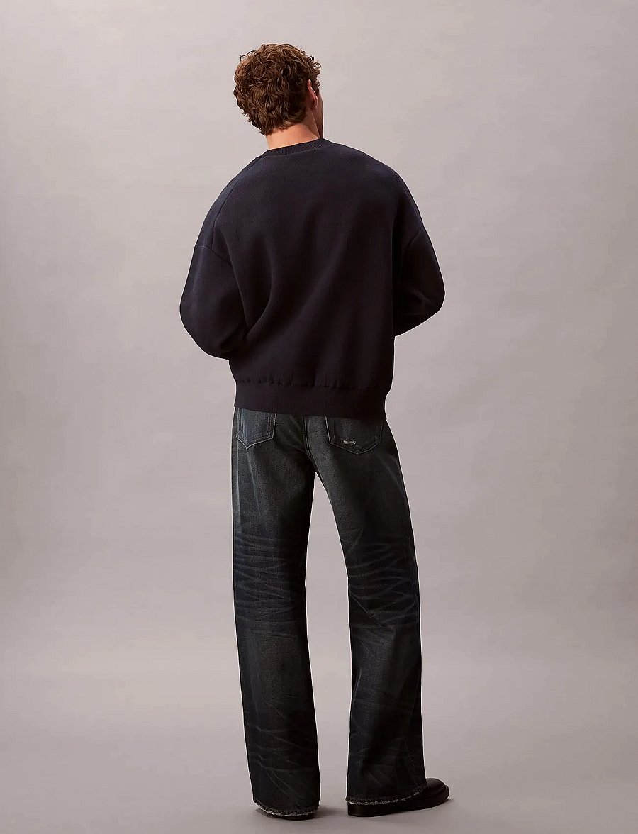 Calvin Klein Jeans - LS CTTN CASHMERE 3D LOGO CRWNK S - dressipluusid - dark sapphire - 3