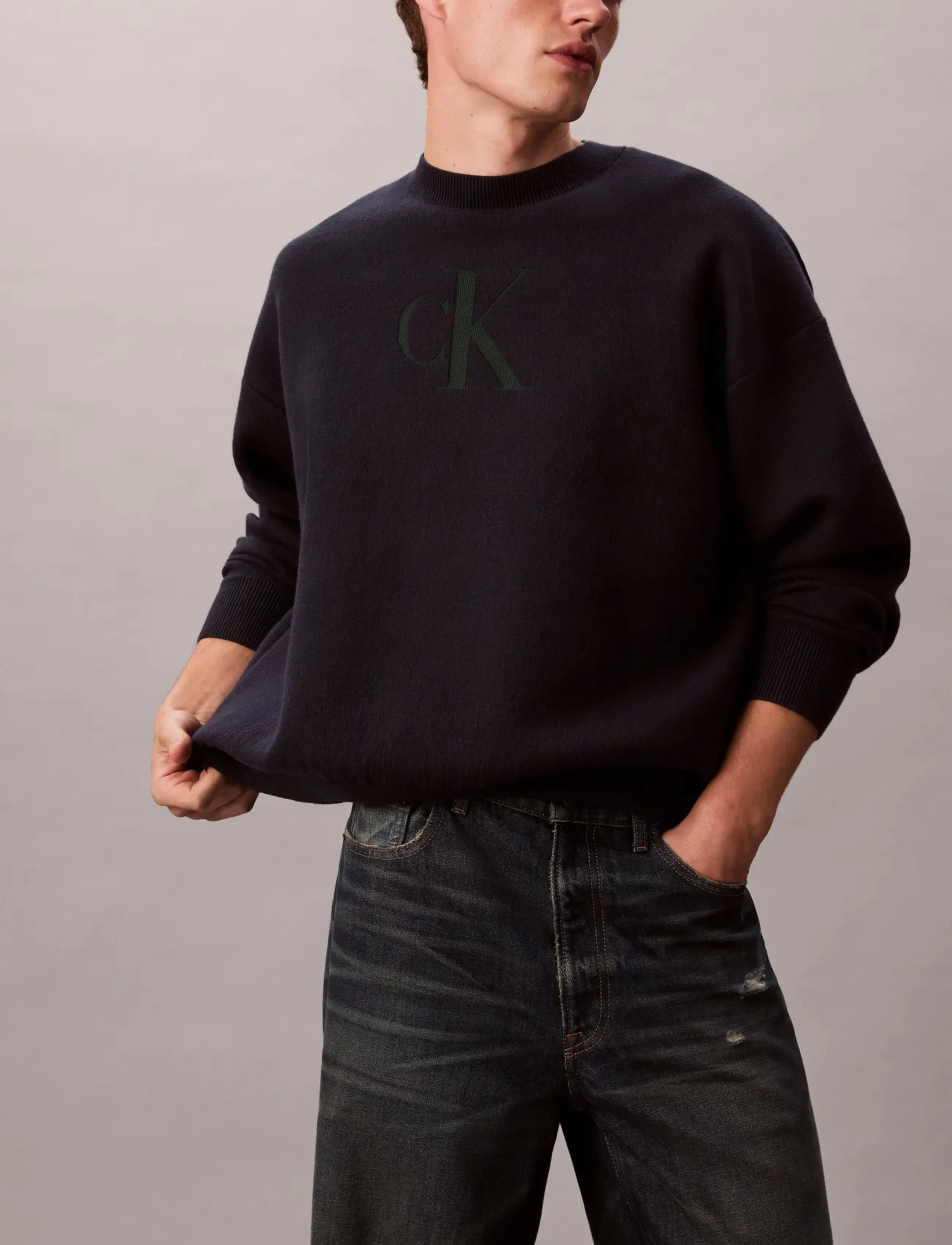 Calvin Klein Jeans Ls Cttn Cashmere 3D Logo Crwnk sweatshirts herr – bild 5