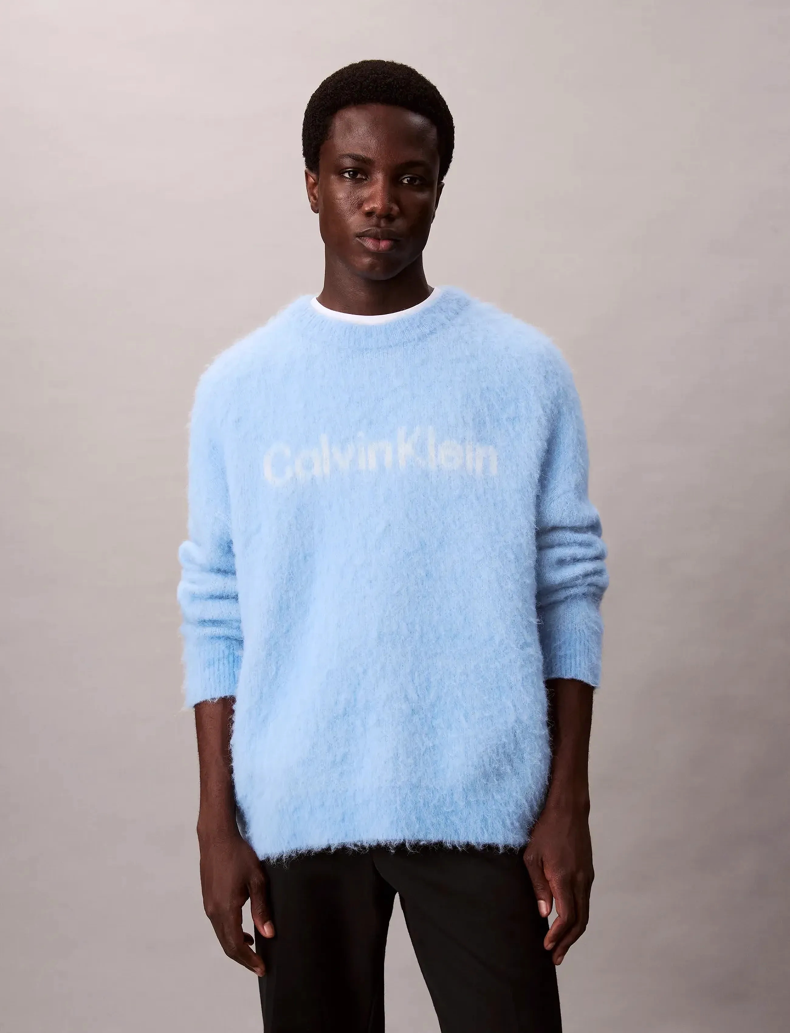 Calvin Klein Jeans Ls Brushed Alpaca Logo Crwnk Swe stickade tröjor herr – bild 3