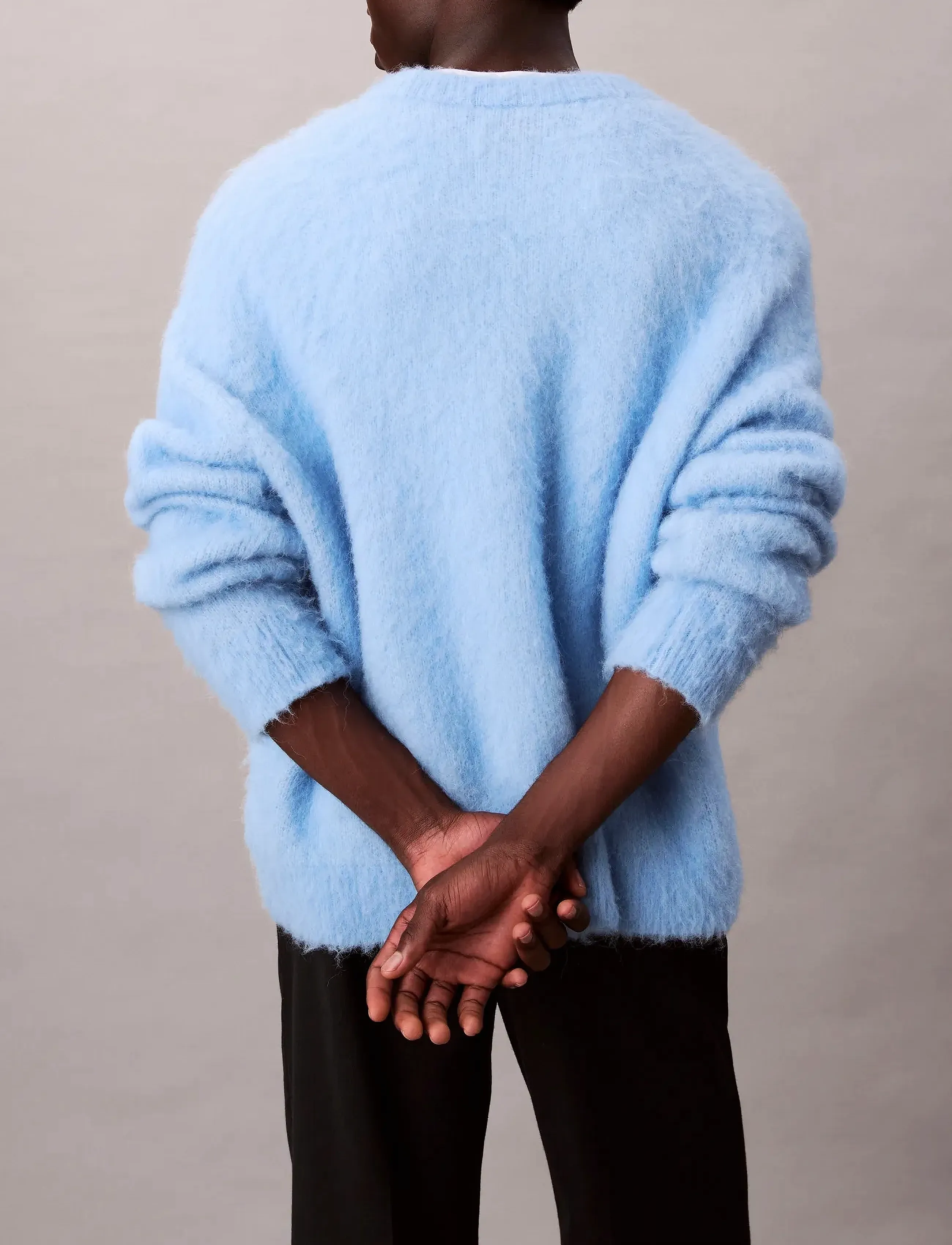 Calvin Klein Jeans LS BRUSHED ALPACA LOGO CRWNK SWE - Tänavastiil - TRACK BLUE / blue