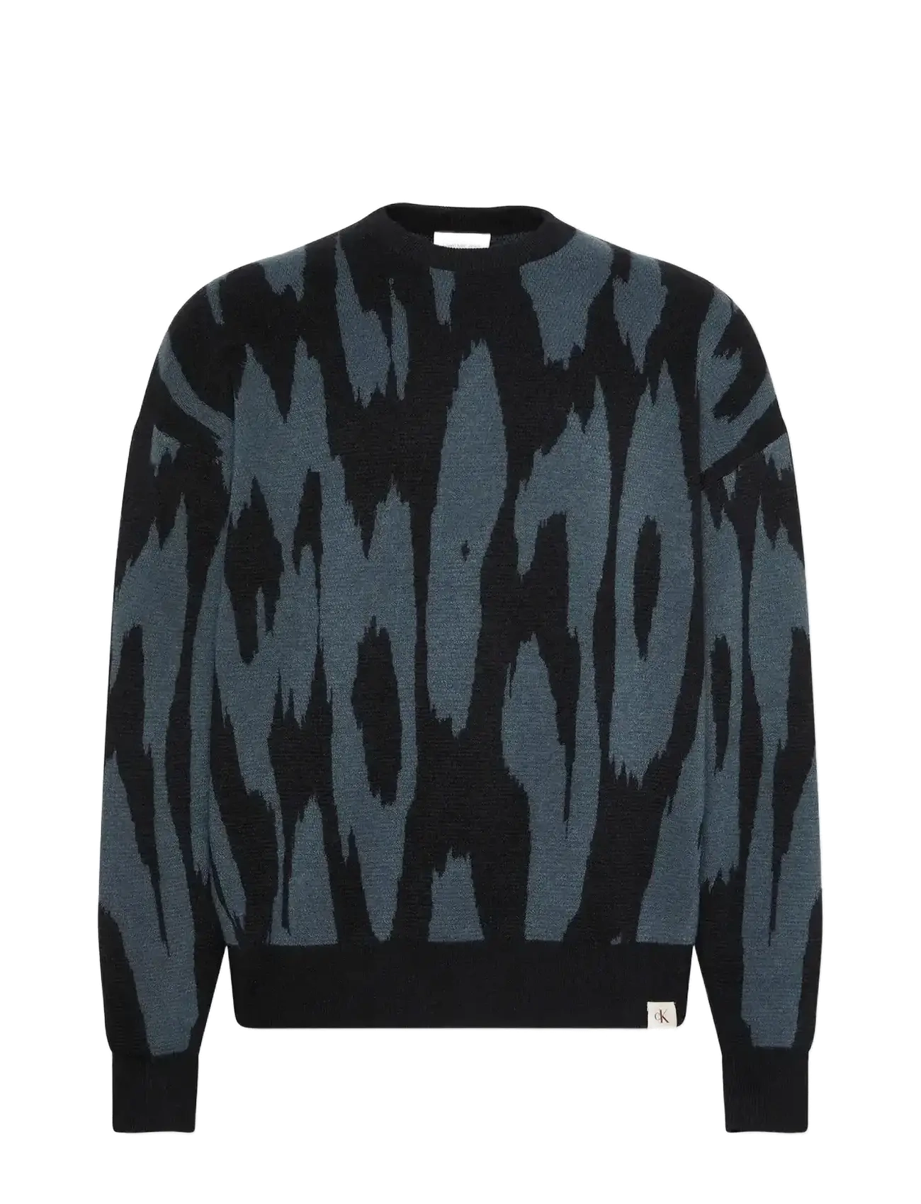 Calvin Klein Jeans LS ABSTRACT JACQUARD CRWNK SWTR - Rundhalsad - HARLEM NIGHT BLUE / grey