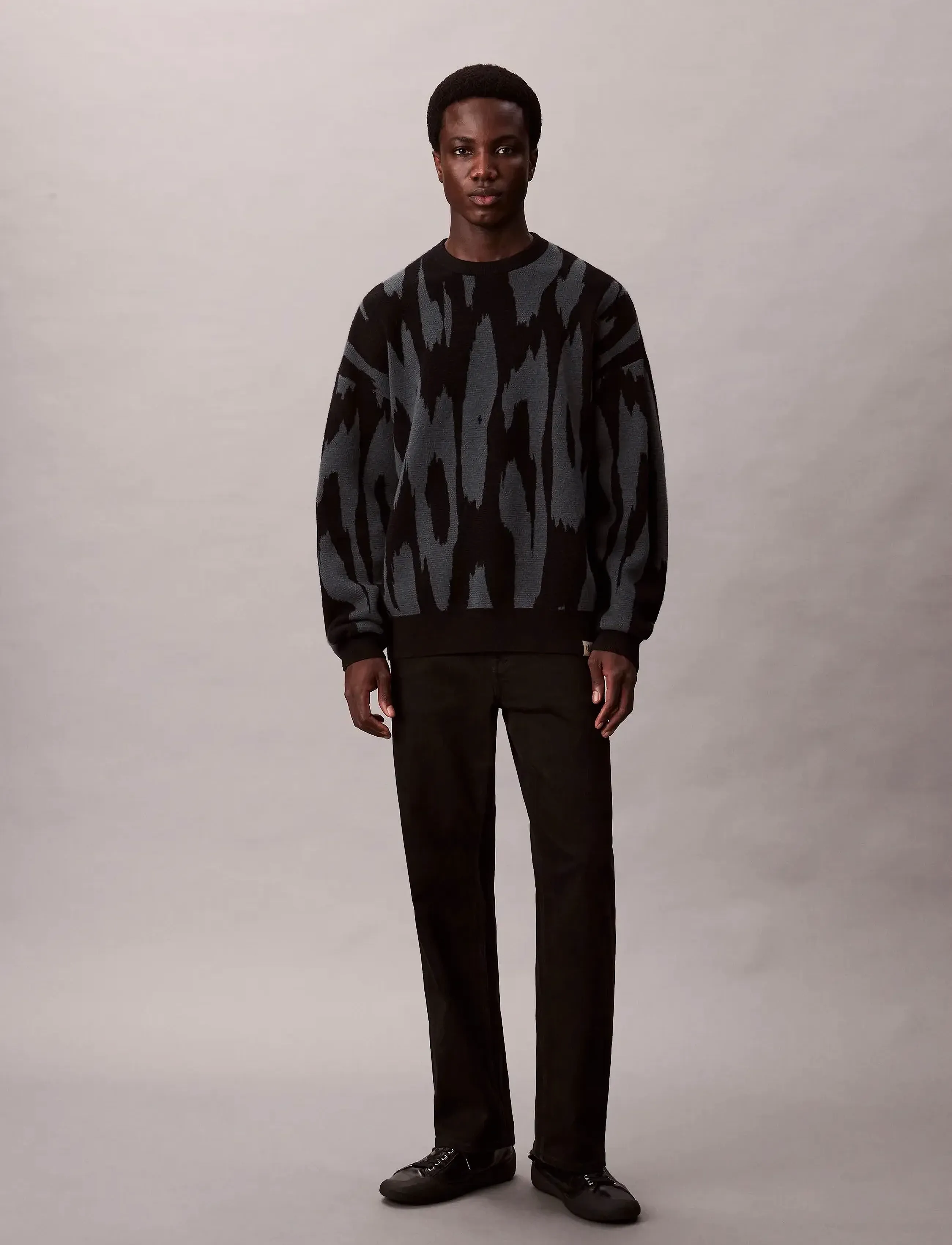 Calvin Klein Jeans - LS ABSTRACT JACQUARD CRWNK SWTR - rundhalsad - harlem night blue - 3