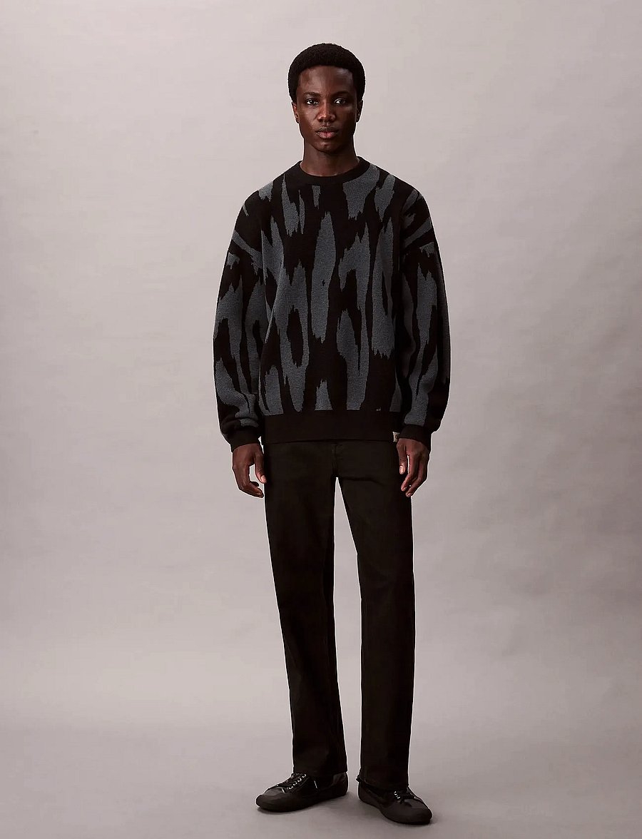 Calvin Klein Jeans - LS ABSTRACT JACQUARD CRWNK SWTR - megztiniai su apvalia apykakle - harlem night blue - 3