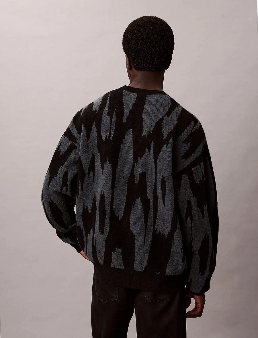 Calvin Klein Jeans - LS ABSTRACT JACQUARD CRWNK SWTR - megztiniai su apvalia apykakle - harlem night blue - 4