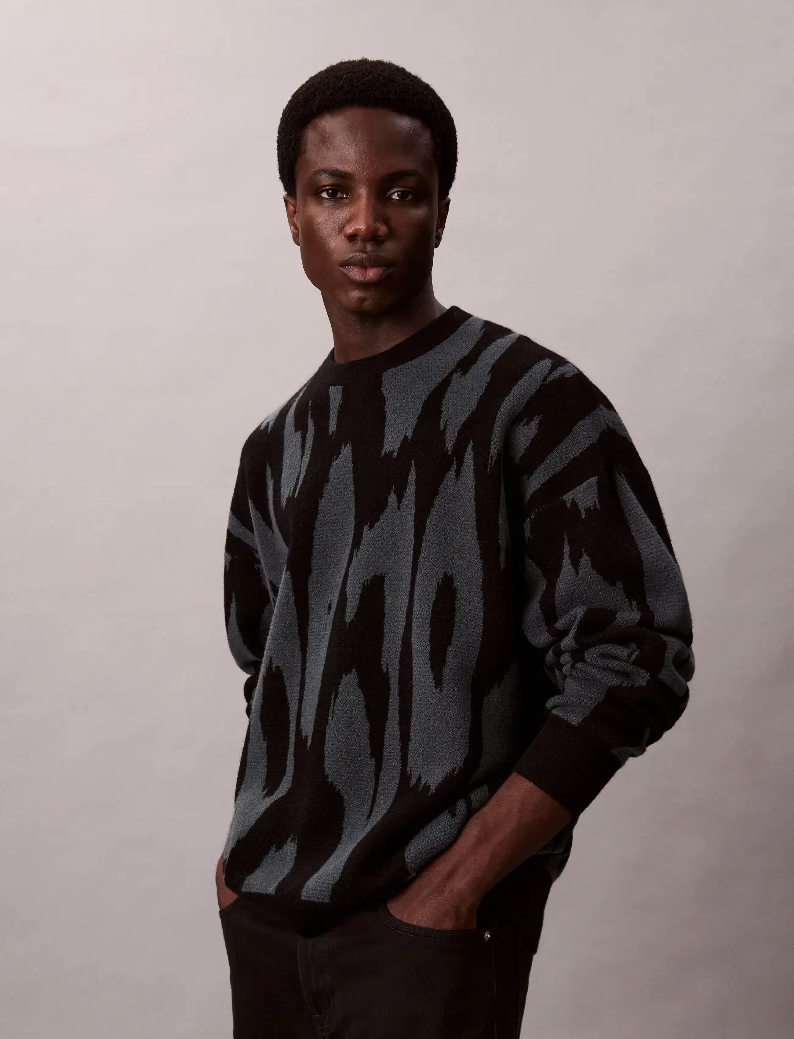 Calvin Klein Jeans - LS ABSTRACT JACQUARD CRWNK SWTR - rundhalsad - harlem night blue - 5