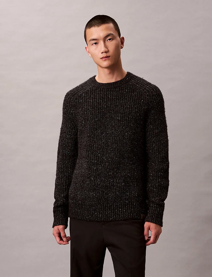 Calvin Klein Jeans - LS NOVELTY YARN RAGLAN CREWNK SW - kringlótt hálsmál - black - 3