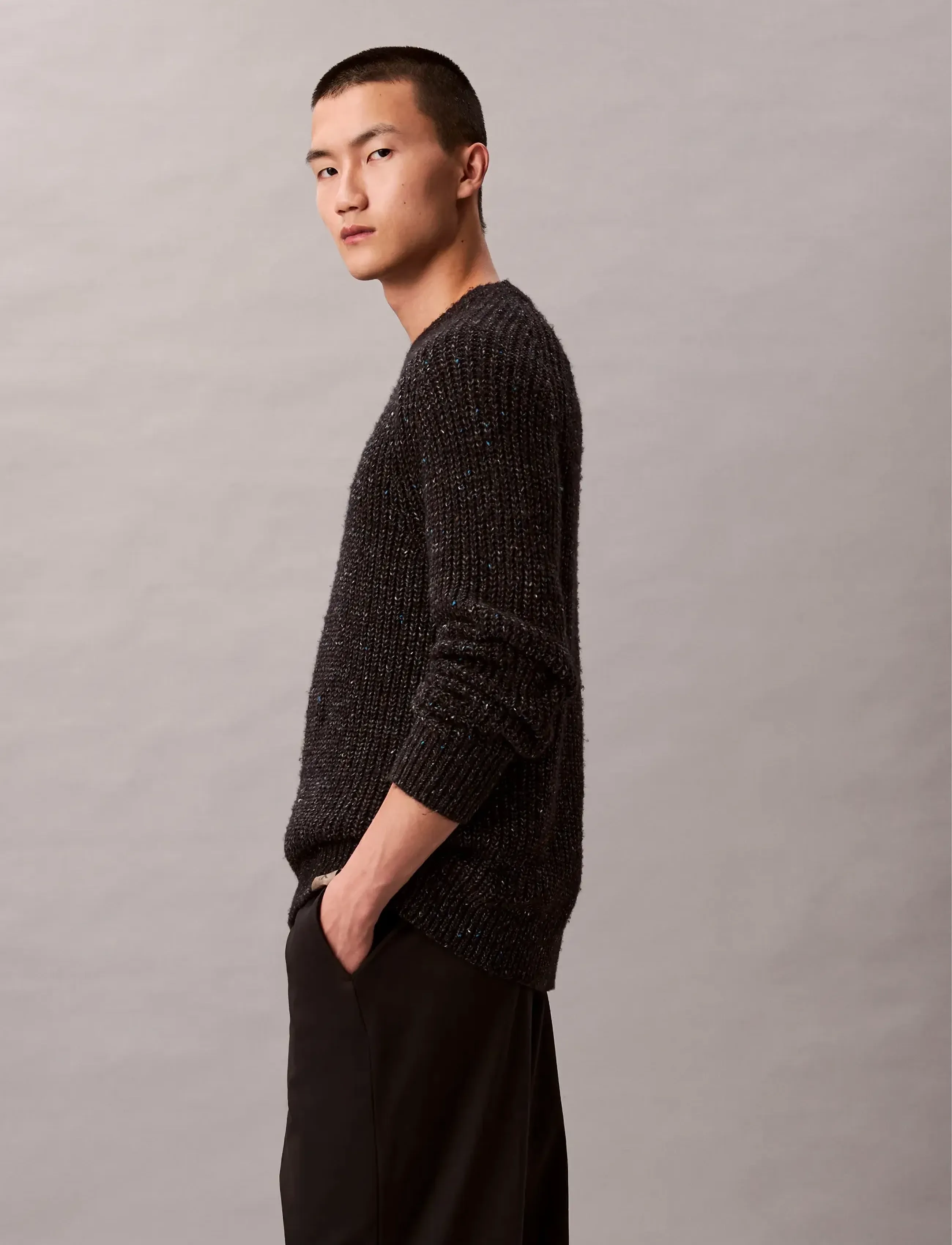 Calvin Klein Jeans - LS NOVELTY YARN RAGLAN CREWNK SW - ronde hals - black - 5