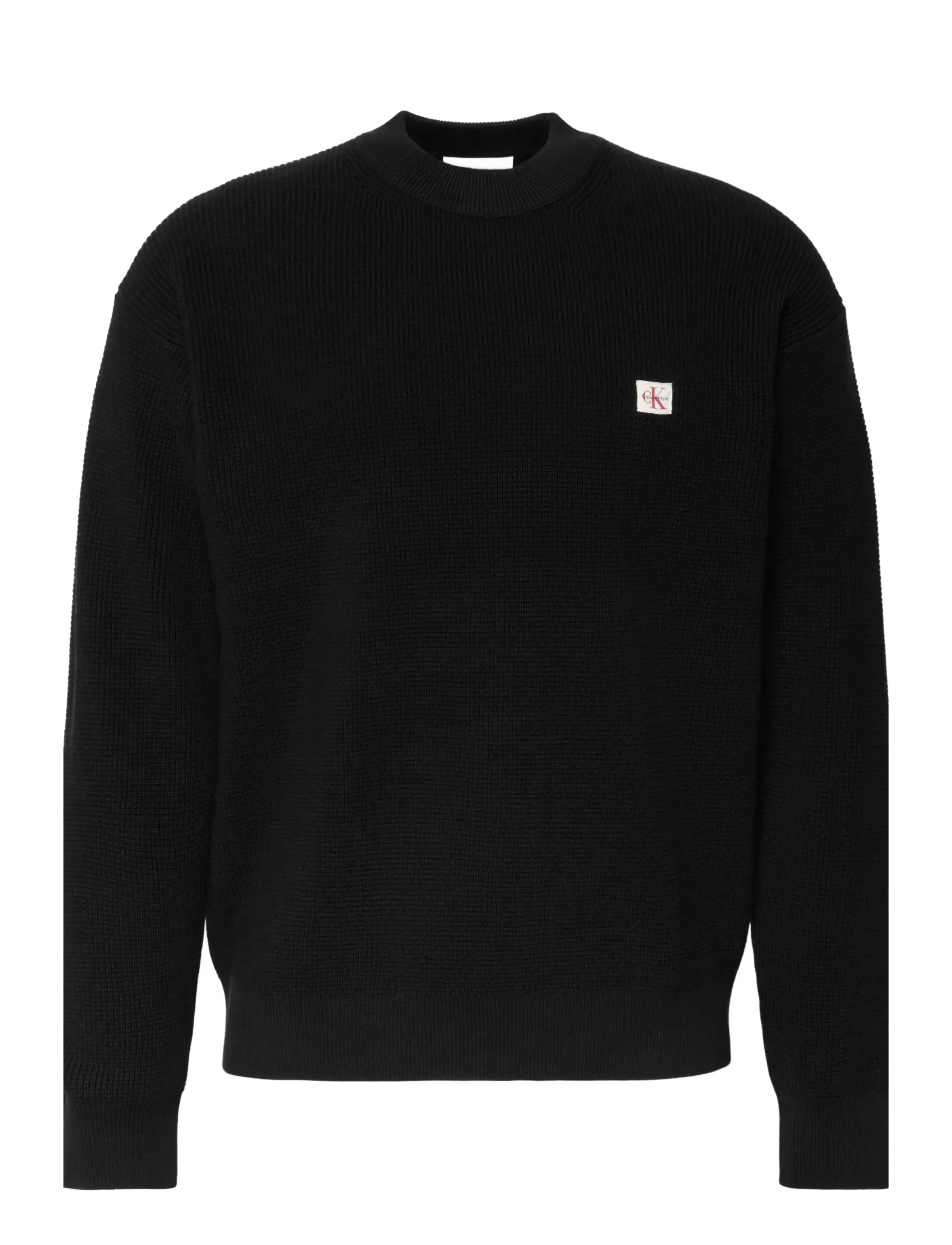 Calvin Klein Jeans LS EZ COTTON WAFFLE CRWNK SWTR 9 - Vetements - BLACK / black