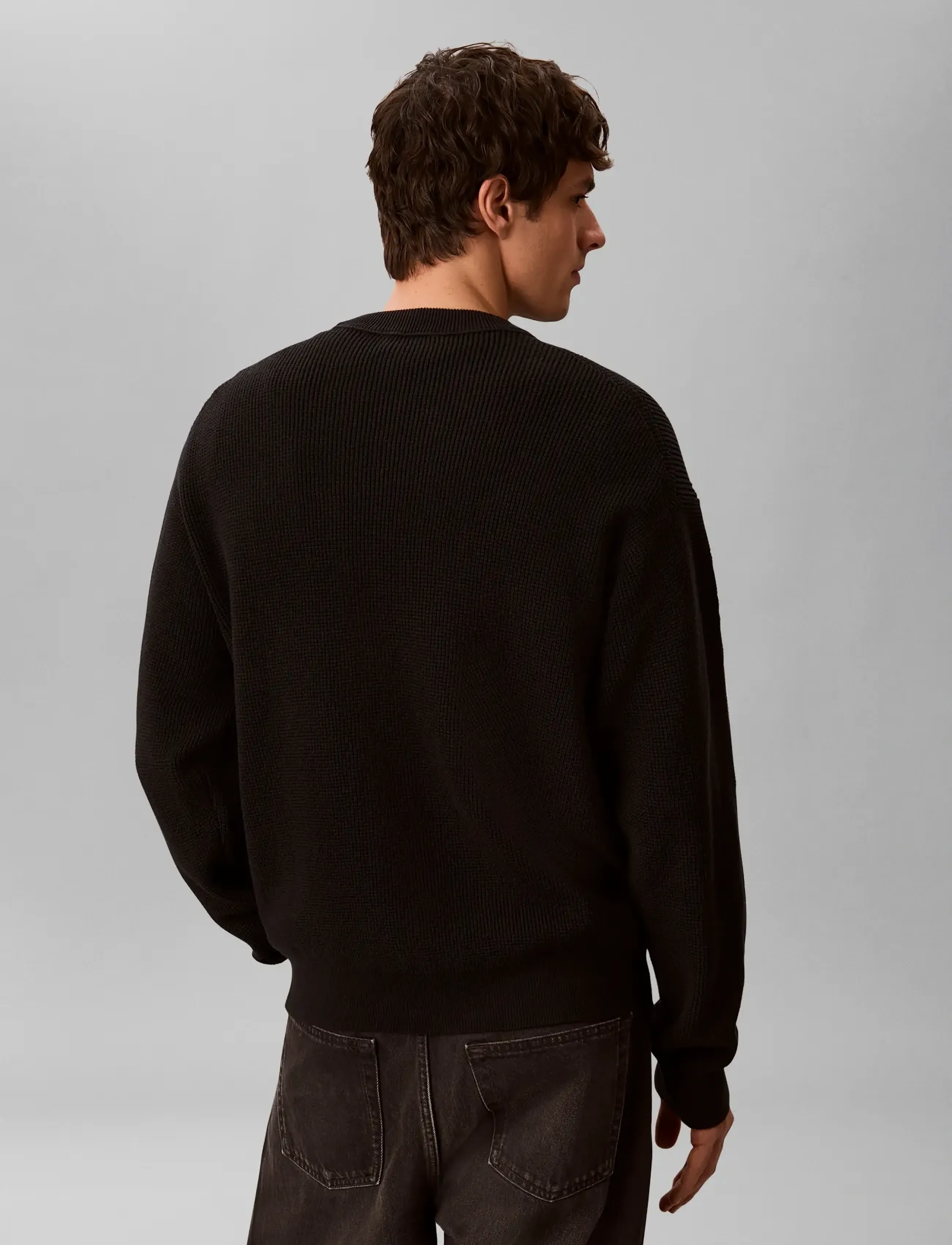 Calvin Klein Jeans - LS EZ COTTON WAFFLE CRWNK SWTR 9 - rund hals - black - 2