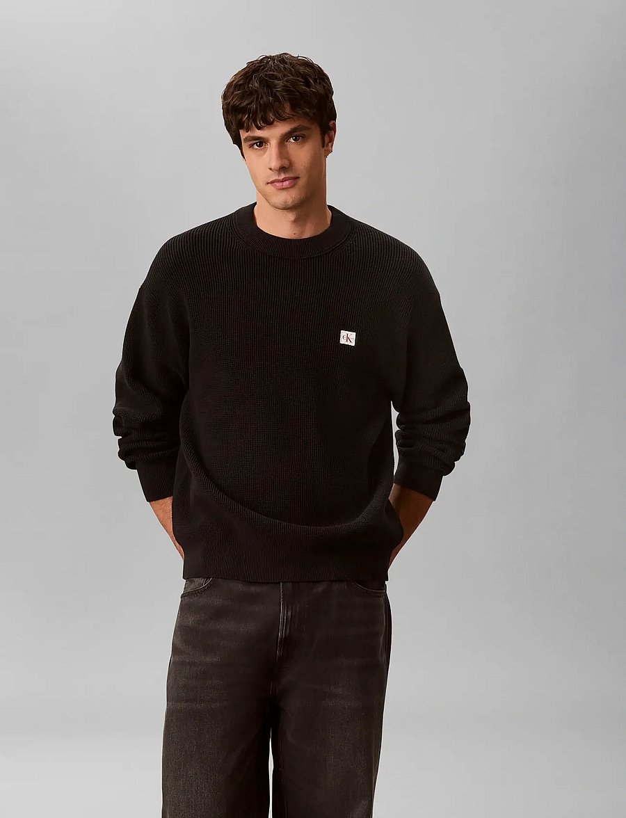 Calvin Klein Jeans - LS EZ COTTON WAFFLE CRWNK SWTR 9 - rundhals - black - 3