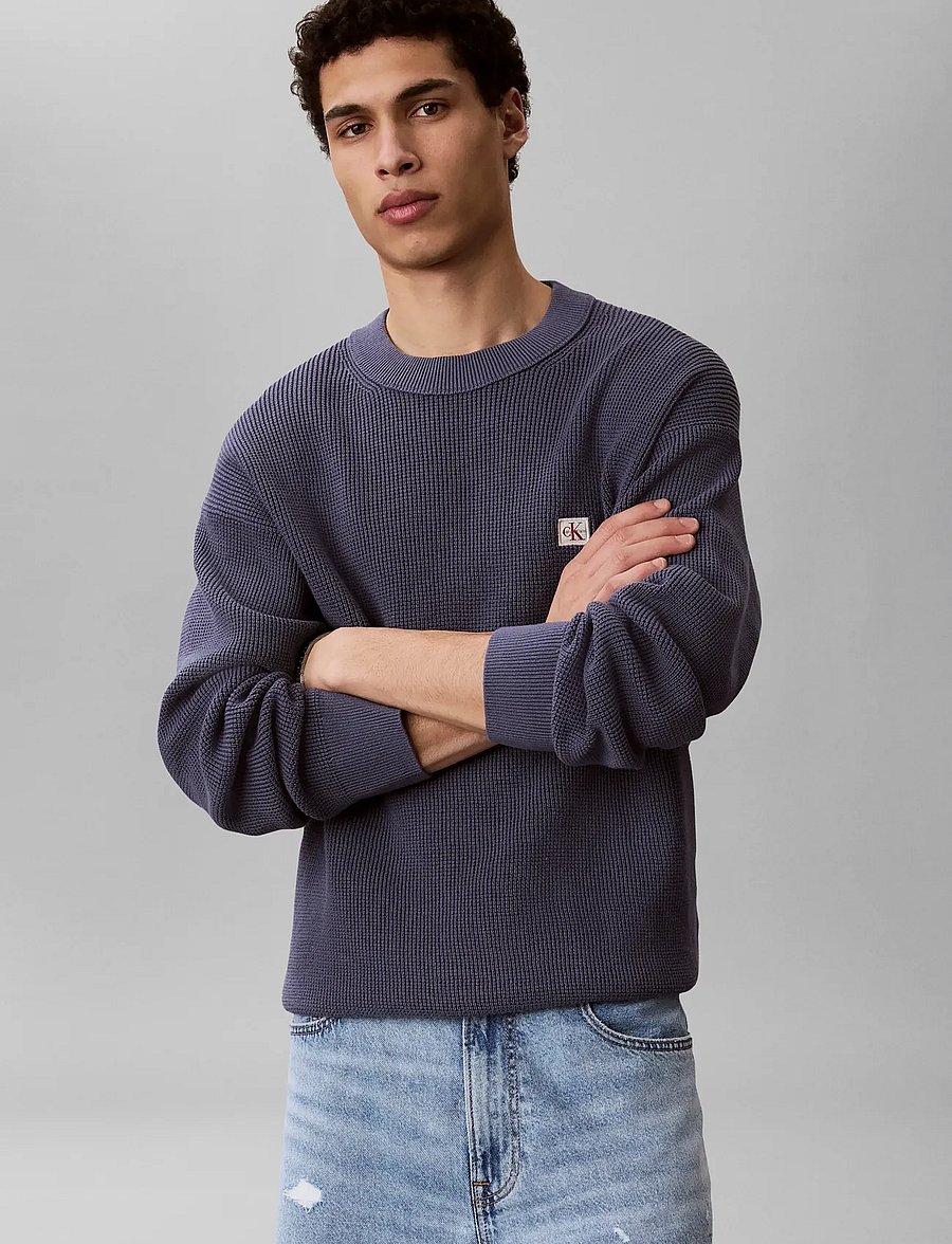 Calvin Klein Jeans - LS EZ COTTON WAFFLE CRWNK SWTR 9 - round necks - blue nomad - 0