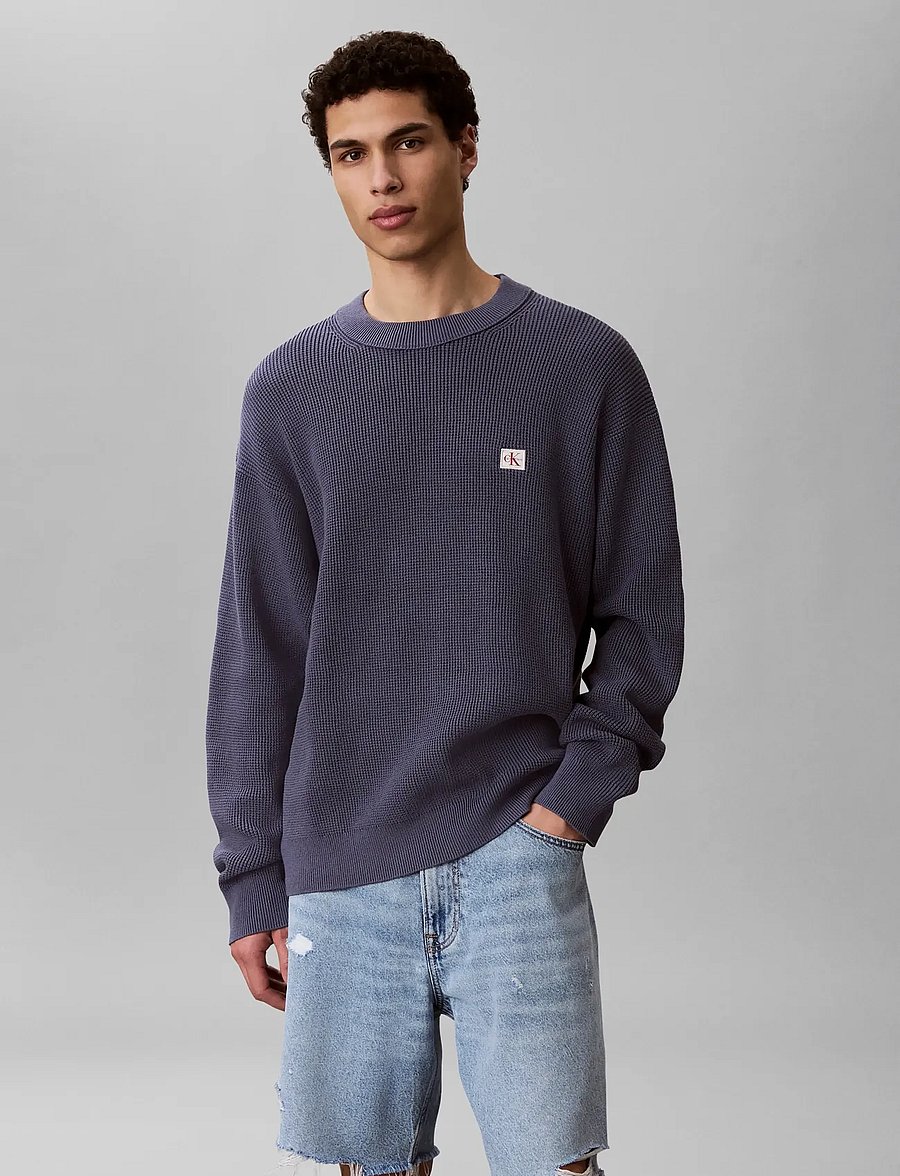 Calvin Klein Jeans - LS EZ COTTON WAFFLE CRWNK SWTR 9 - round necks - blue nomad - 4