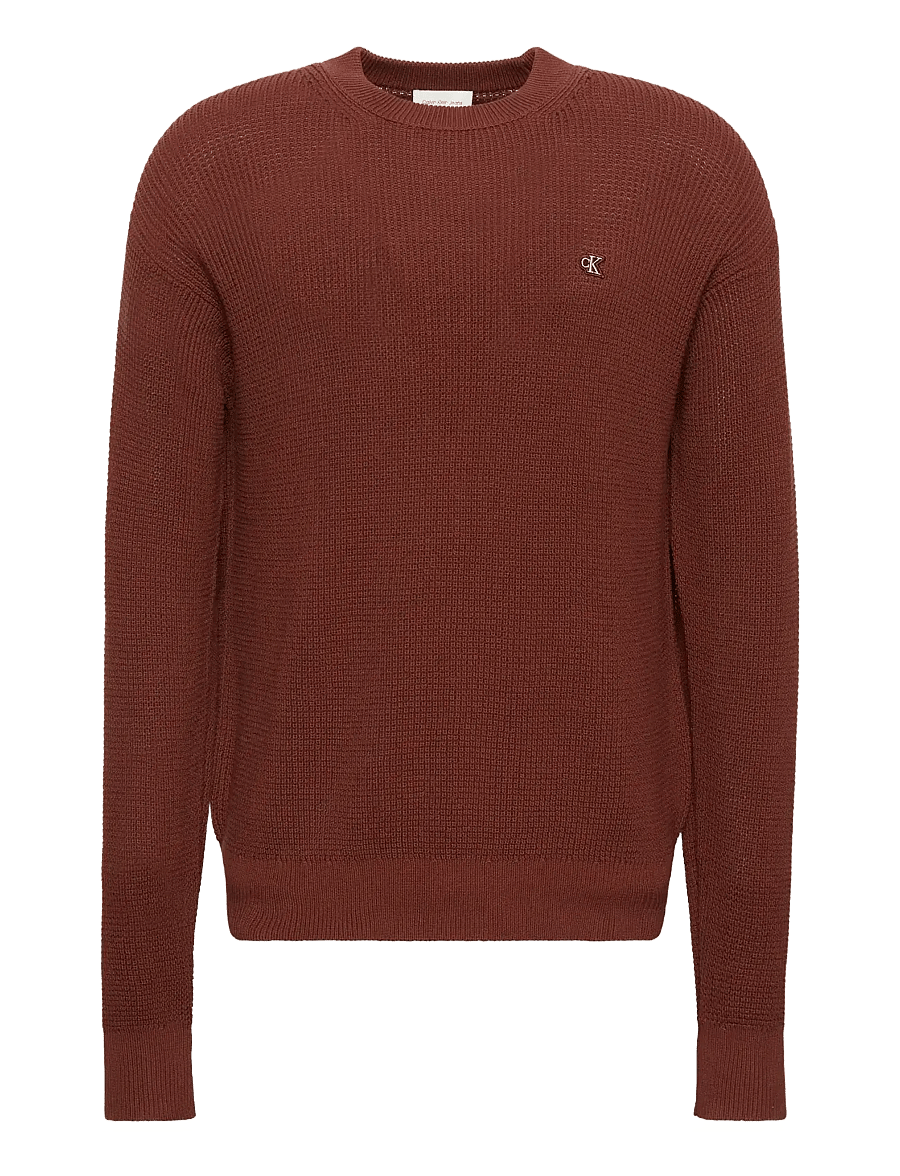 Calvin Klein Jeans - LS EZ COTTON WAFFLE CRWNK SWTR 9 - round necks - cherry mahogany - 0