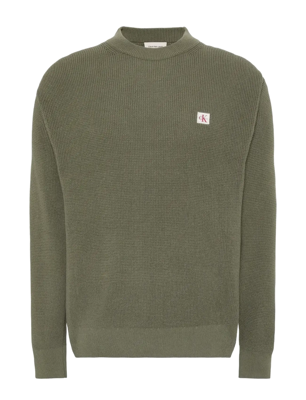 Calvin Klein Jeans LS EZ COTTON WAFFLE CRWNK SWTR 9 - Tøj - DUSTY OLIVE / khaki/green