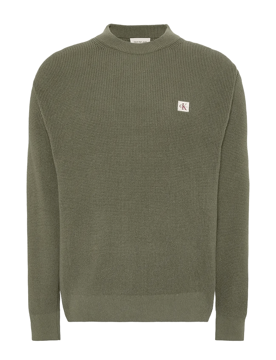 Calvin Klein Jeans - LS EZ COTTON WAFFLE CRWNK SWTR 9 - round necks - dusty olive - 1
