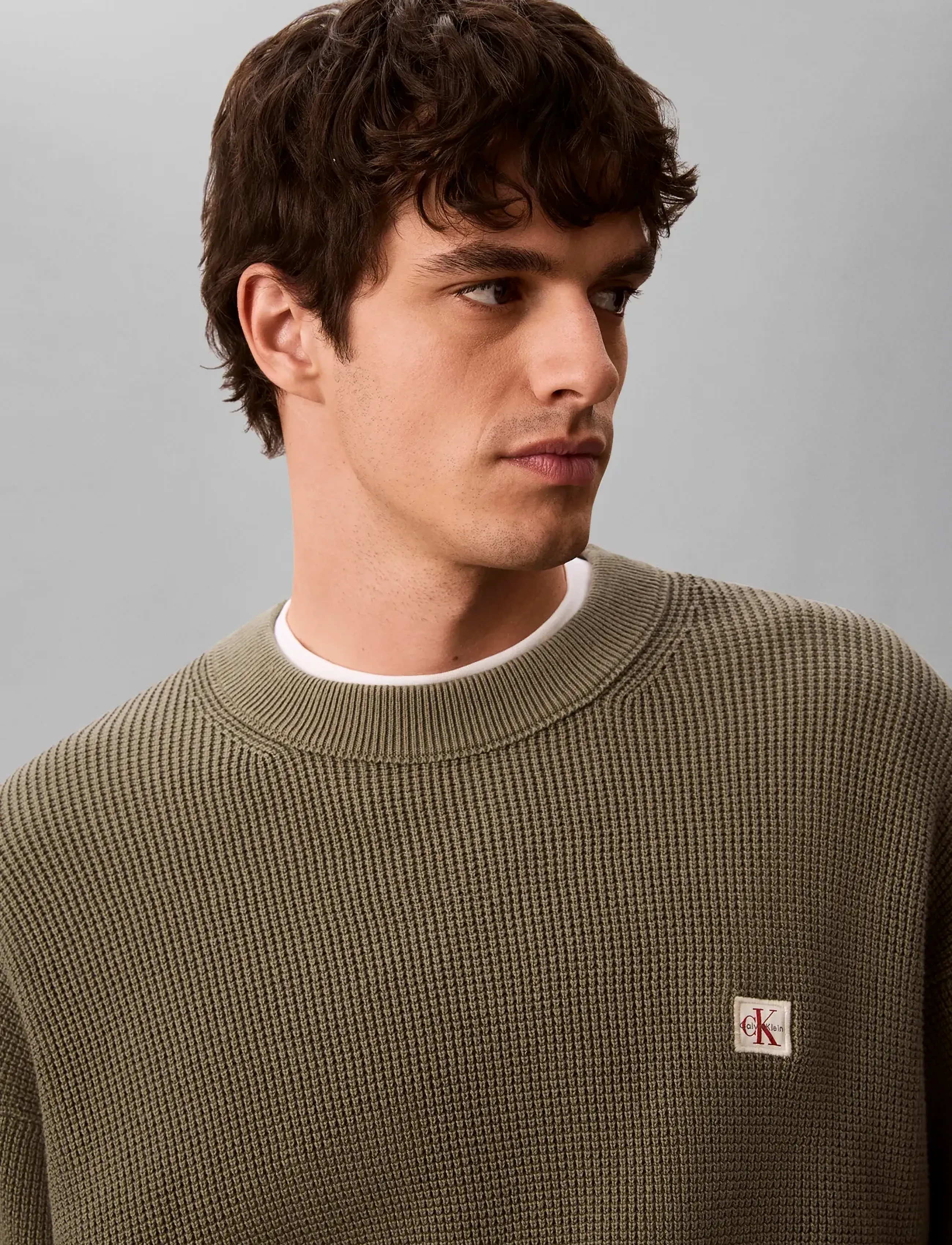 Calvin Klein Jeans - LS EZ COTTON WAFFLE CRWNK SWTR 9 - rund hals - dusty olive - 5