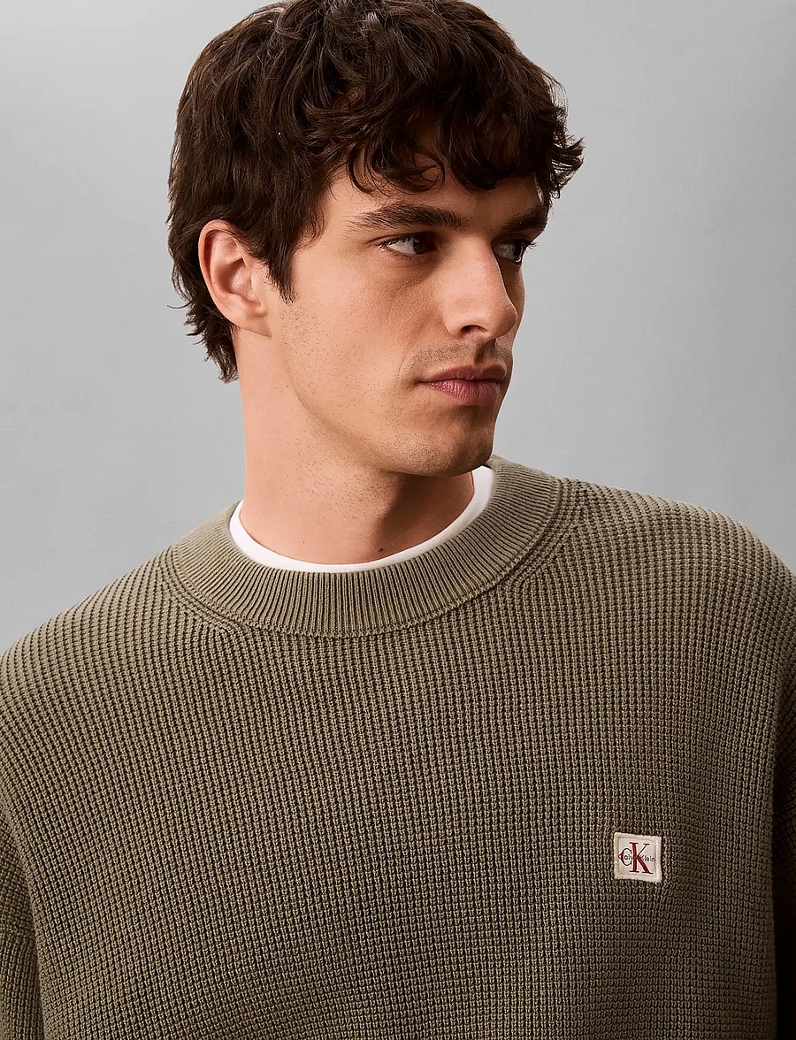 Calvin Klein Jeans - LS EZ COTTON WAFFLE CRWNK SWTR 9 - round necks - dusty olive - 5