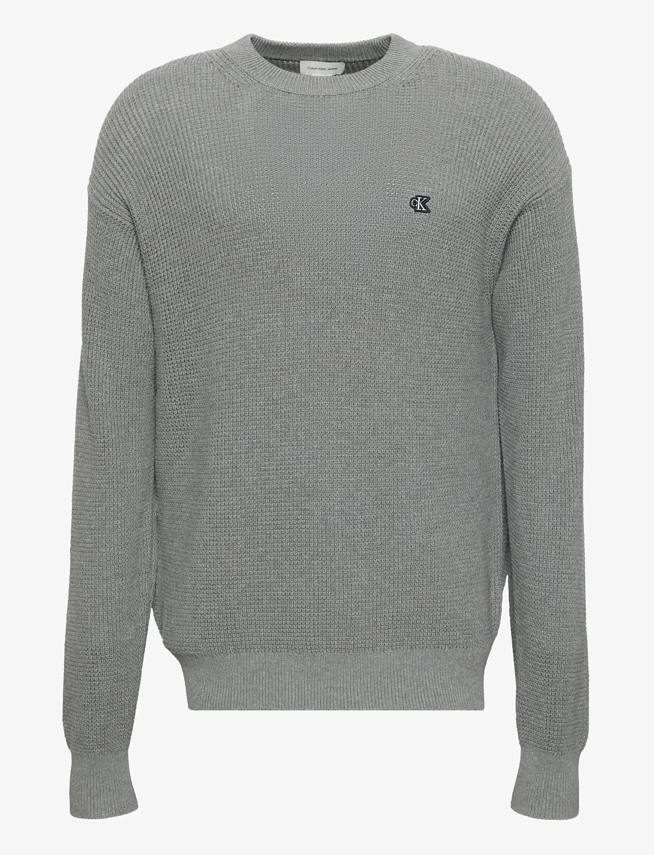 Calvin Klein Jeans - LS EZ COTTON WAFFLE CRWNK SWTR 9 - Ümmarguse kaelusega kudumid - medium grey htr - 1