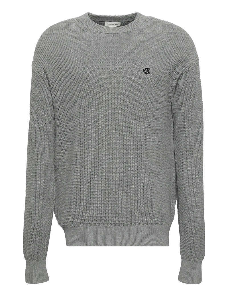 Calvin Klein Jeans - LS EZ COTTON WAFFLE CRWNK SWTR 9 - Ümmarguse kaelusega kudumid - medium grey htr - 1
