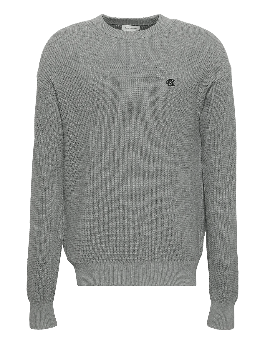 Calvin Klein Jeans - LS EZ COTTON WAFFLE CRWNK SWTR 9 - round necks - medium grey htr - 1