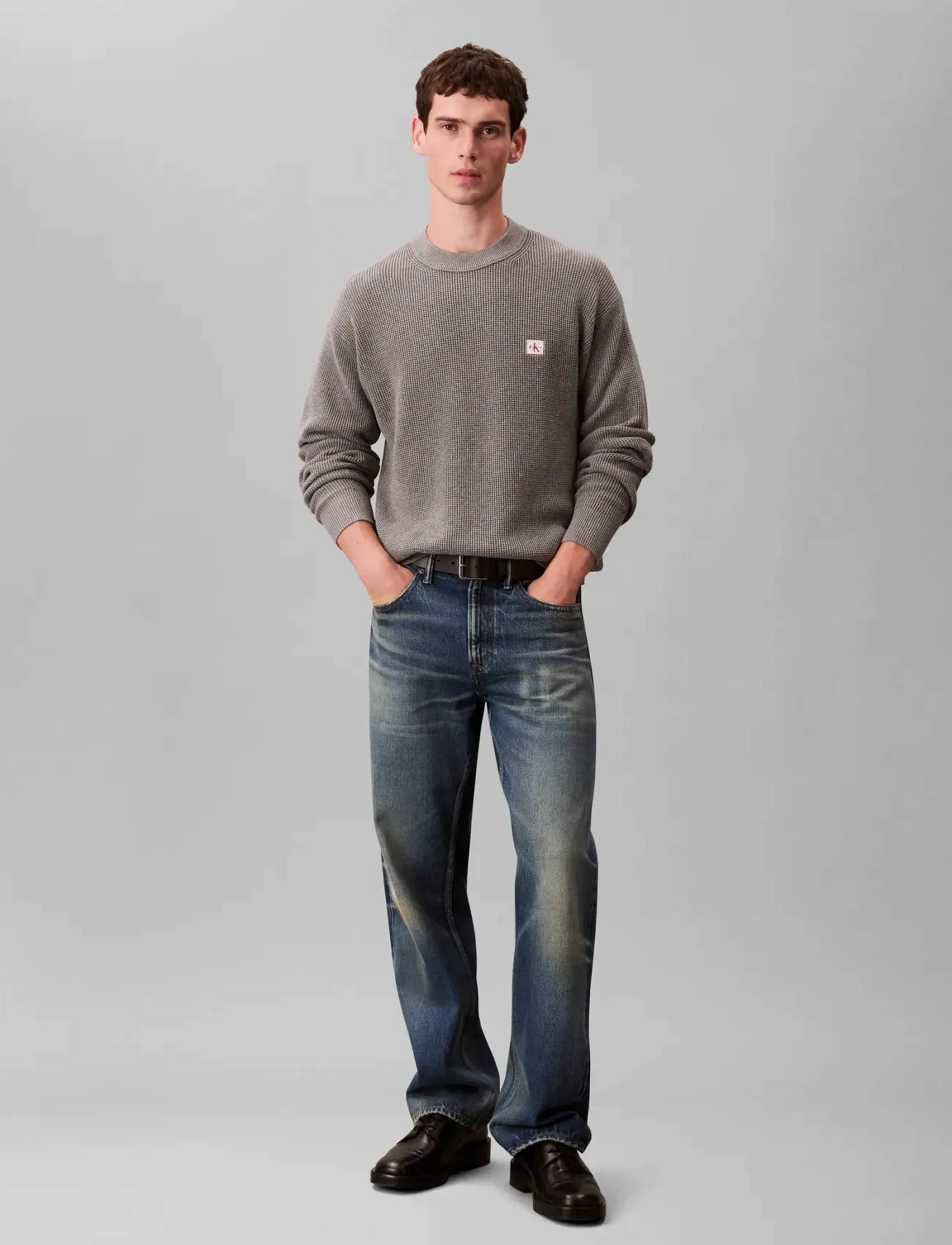 Calvin Klein Jeans - LS EZ COTTON WAFFLE CRWNK SWTR 9 - rund hals - medium grey htr - 2