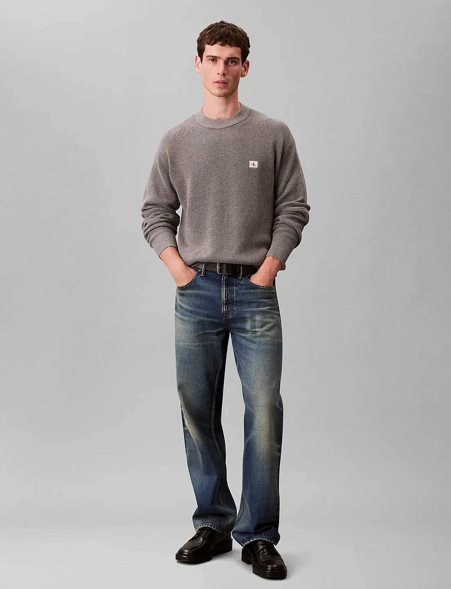 Calvin Klein Jeans - LS EZ COTTON WAFFLE CRWNK SWTR 9 - round necks - medium grey htr - 2