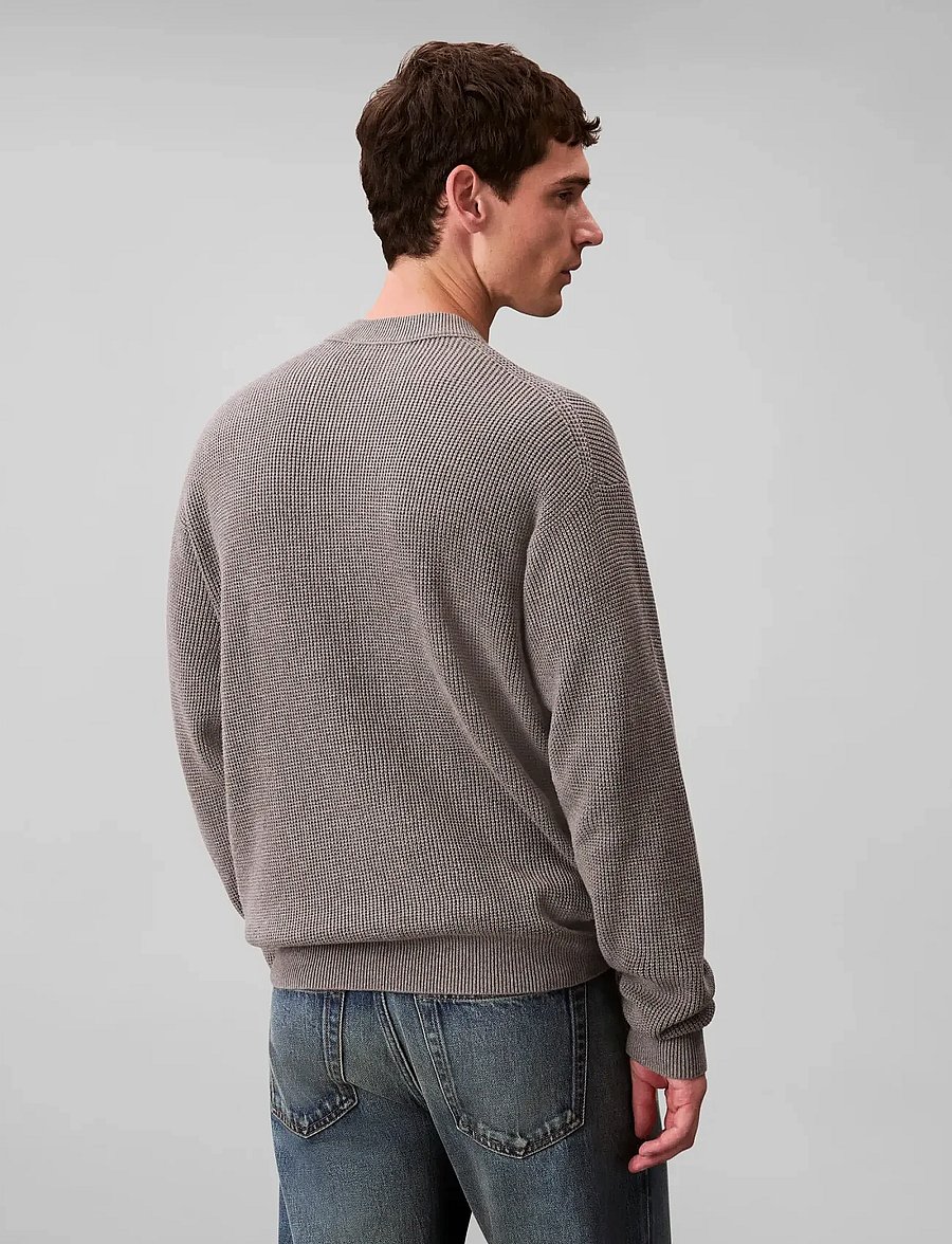 Calvin Klein Jeans - LS EZ COTTON WAFFLE CRWNK SWTR 9 - round necks - medium grey htr - 3