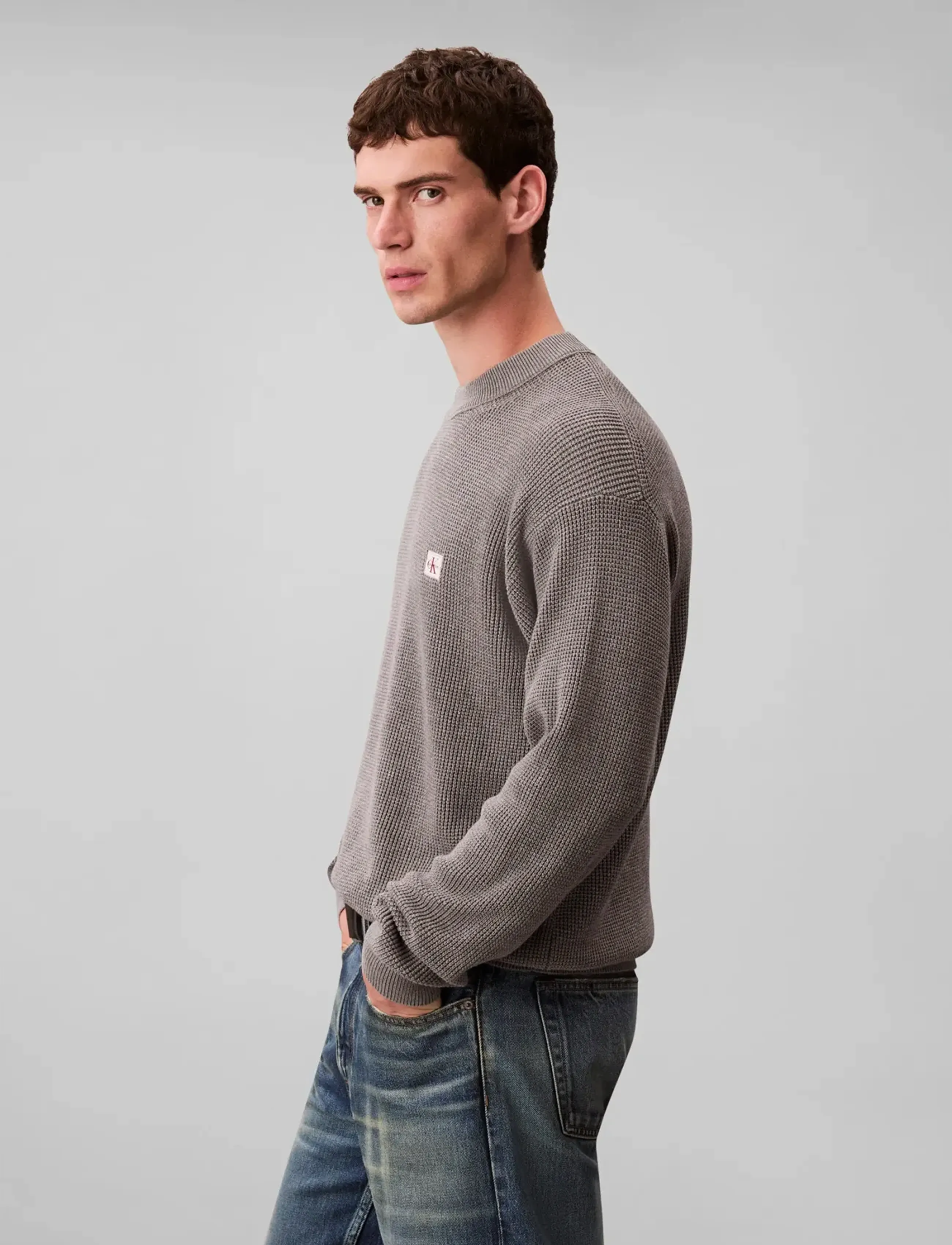 Calvin Klein Jeans - LS EZ COTTON WAFFLE CRWNK SWTR 9 - rund hals - medium grey htr - 4