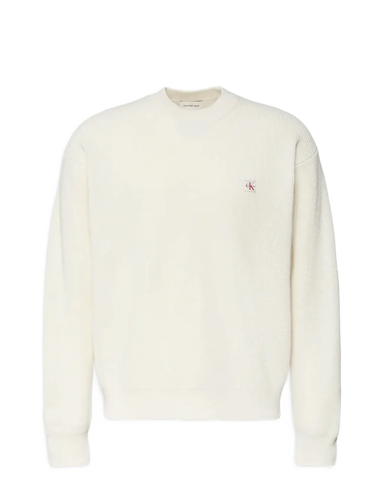 Calvin Klein Jeans LS EZ COTTON WAFFLE CRWNK SWTR 9 - Tøj - TOFU / cream