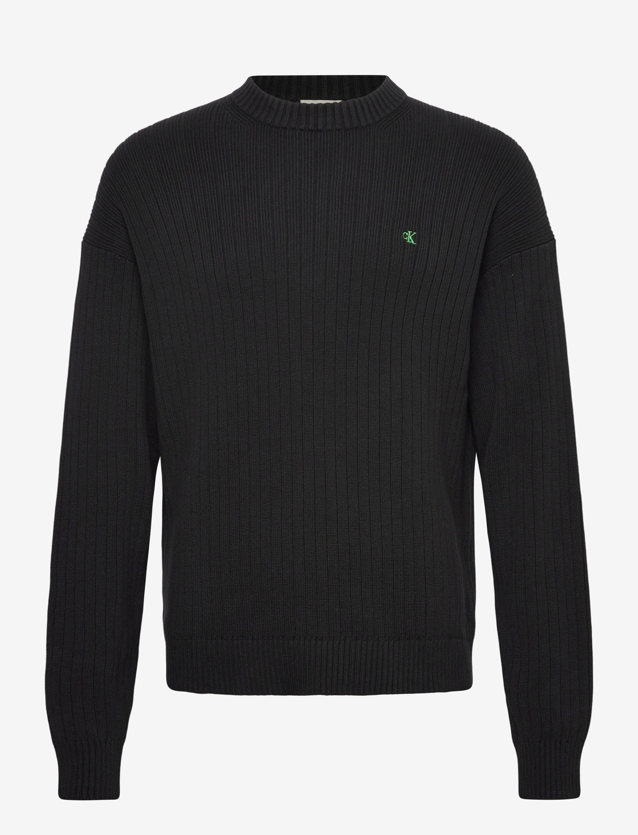 Calvin Klein Jeans - LS VERTICAL TEXTURE CTTN CREWNK - round necks - black - 0