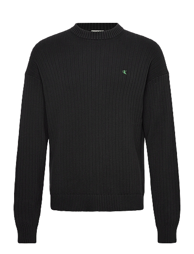 Ls Vertical Texture Cttn Crewnk - Rund Hals