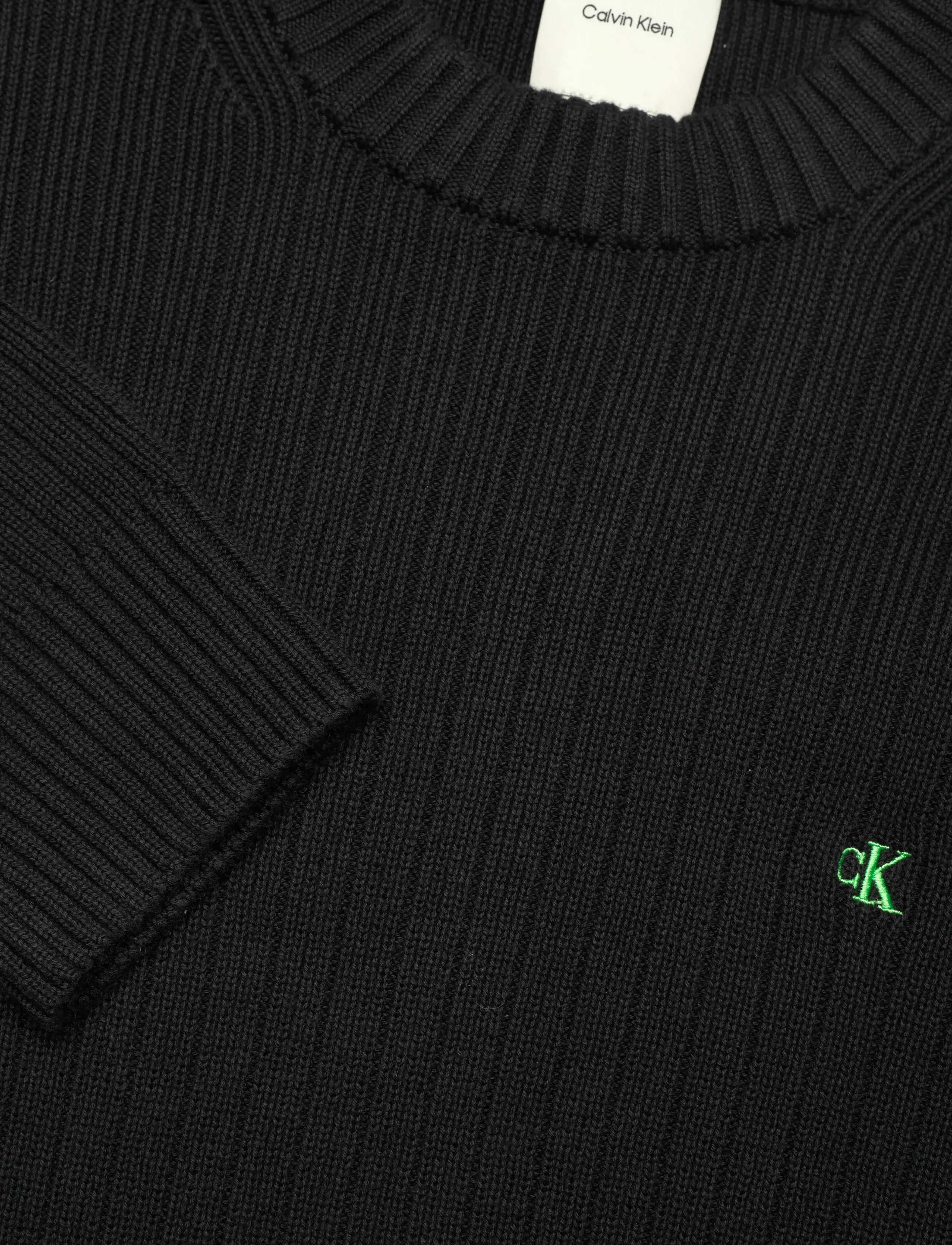 Calvin Klein Jeans - LS VERTICAL TEXTURE CTTN CREWNK - Ümmarguse kaelusega kudumid - black - 2