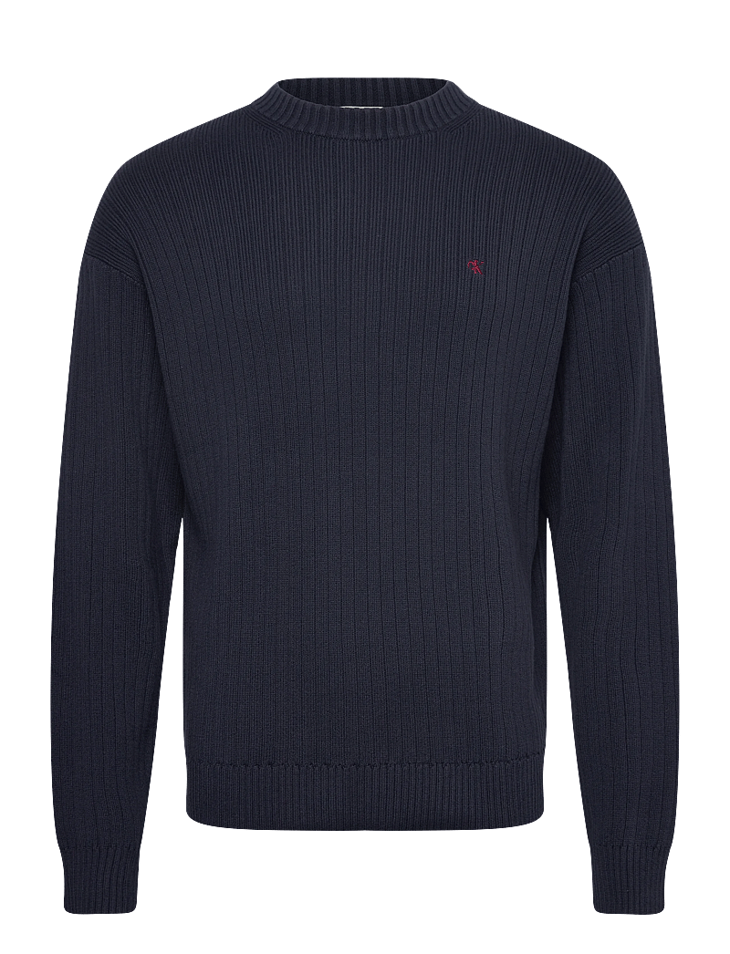 Calvin Klein Jeans - LS VERTICAL TEXTURE CTTN CREWNK - rund hals - dark sapphire - 0