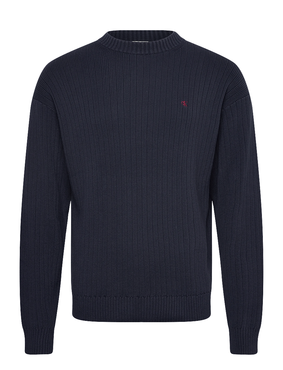 Calvin Klein Jeans - LS VERTICAL TEXTURE CTTN CREWNK - rundhalsad - dark sapphire - 0