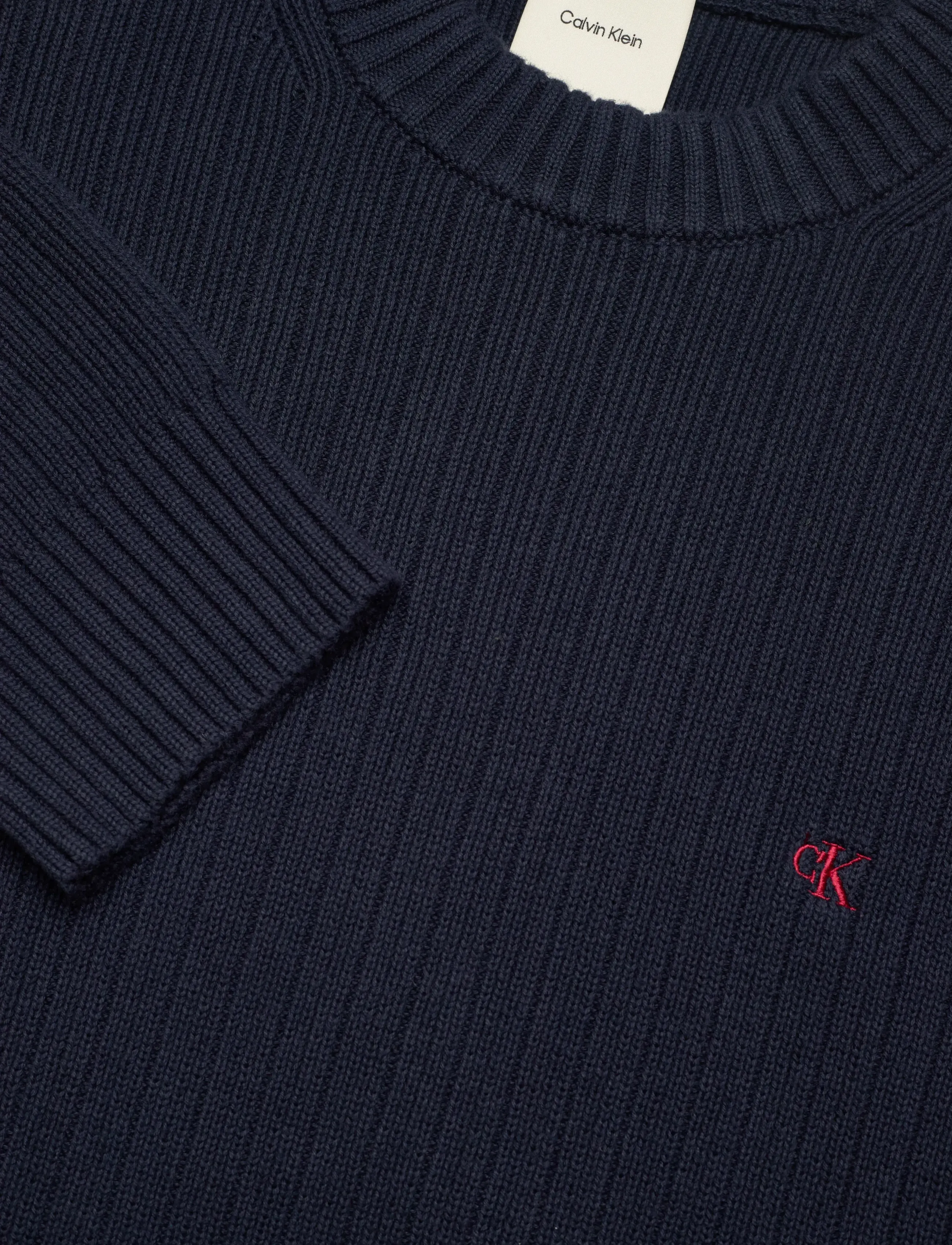 Calvin Klein Jeans - LS VERTICAL TEXTURE CTTN CREWNK - Ümmarguse kaelusega kudumid - dark sapphire - 2